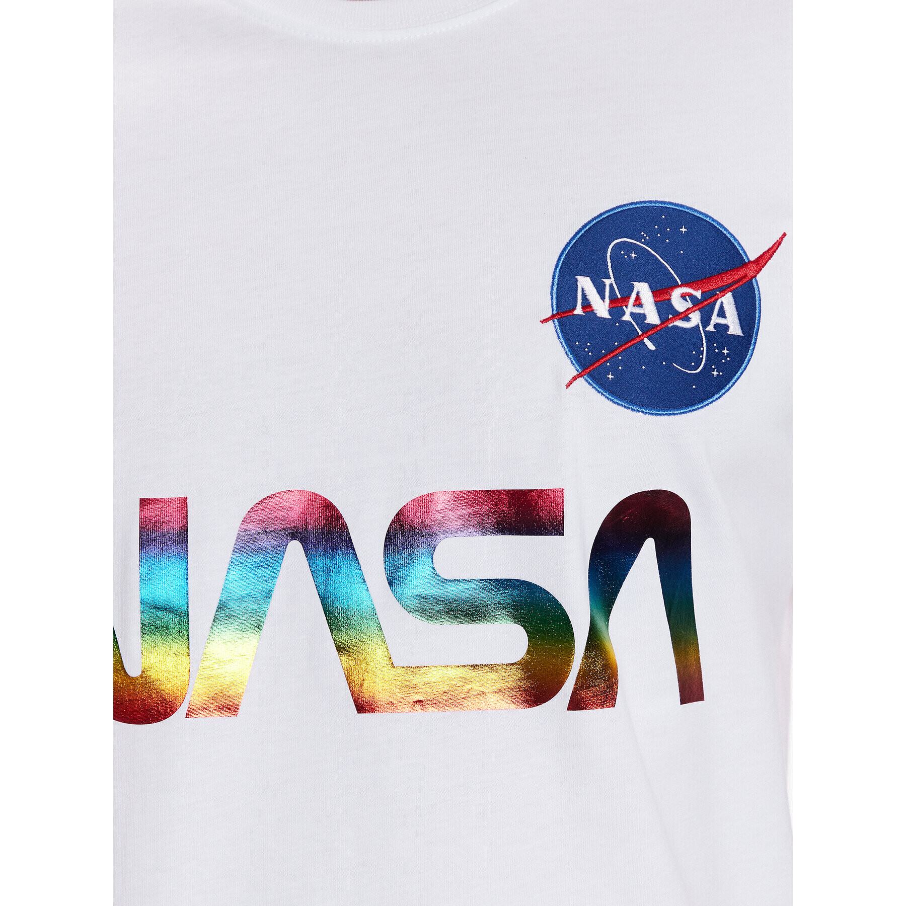 Alpha Industries T-Shirt NASA Refl. T Metal 178501M Bílá Regular Fit - Pepit.cz