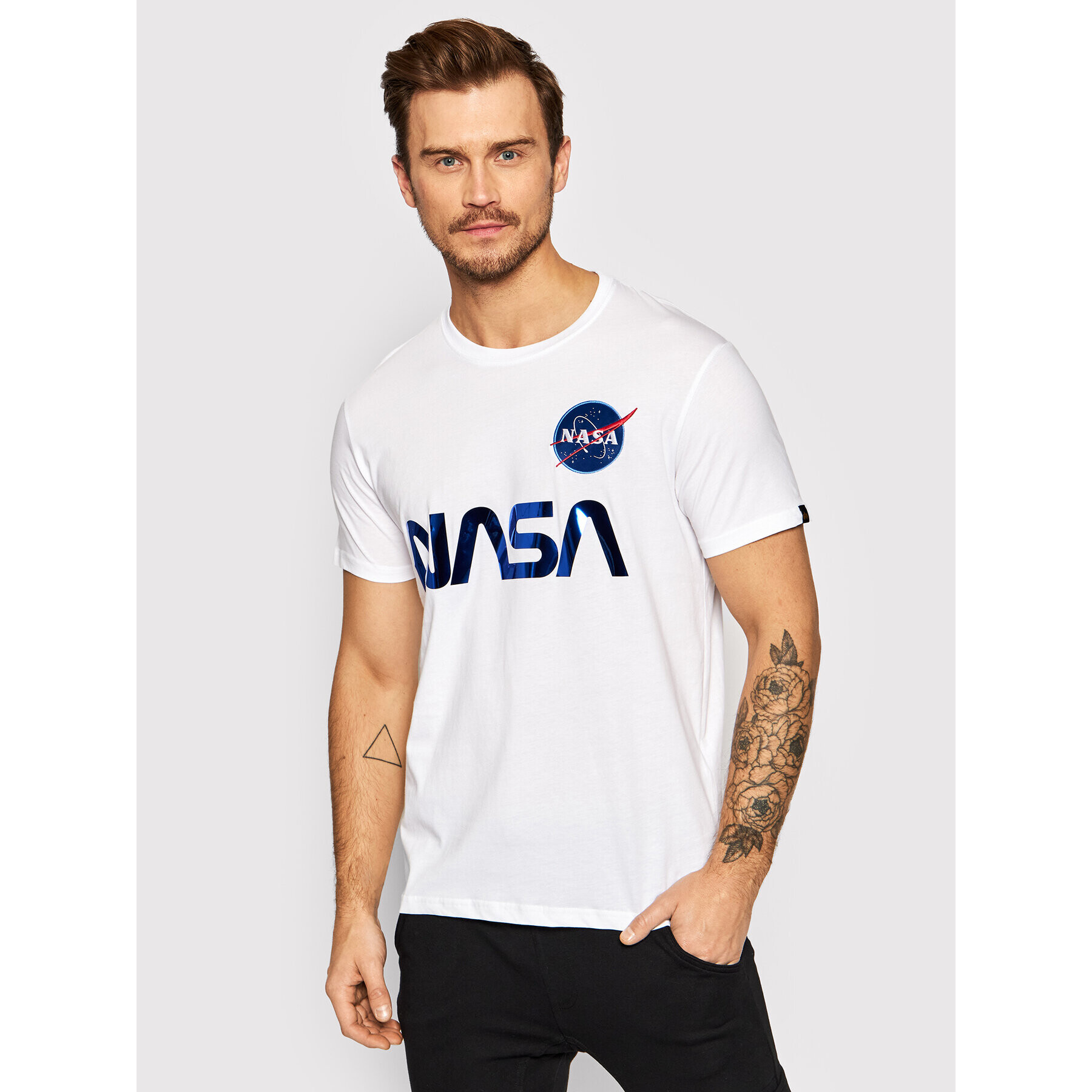 Alpha Industries T-Shirt Nasa Reflective 178501 Bílá Regular Fit - Pepit.cz