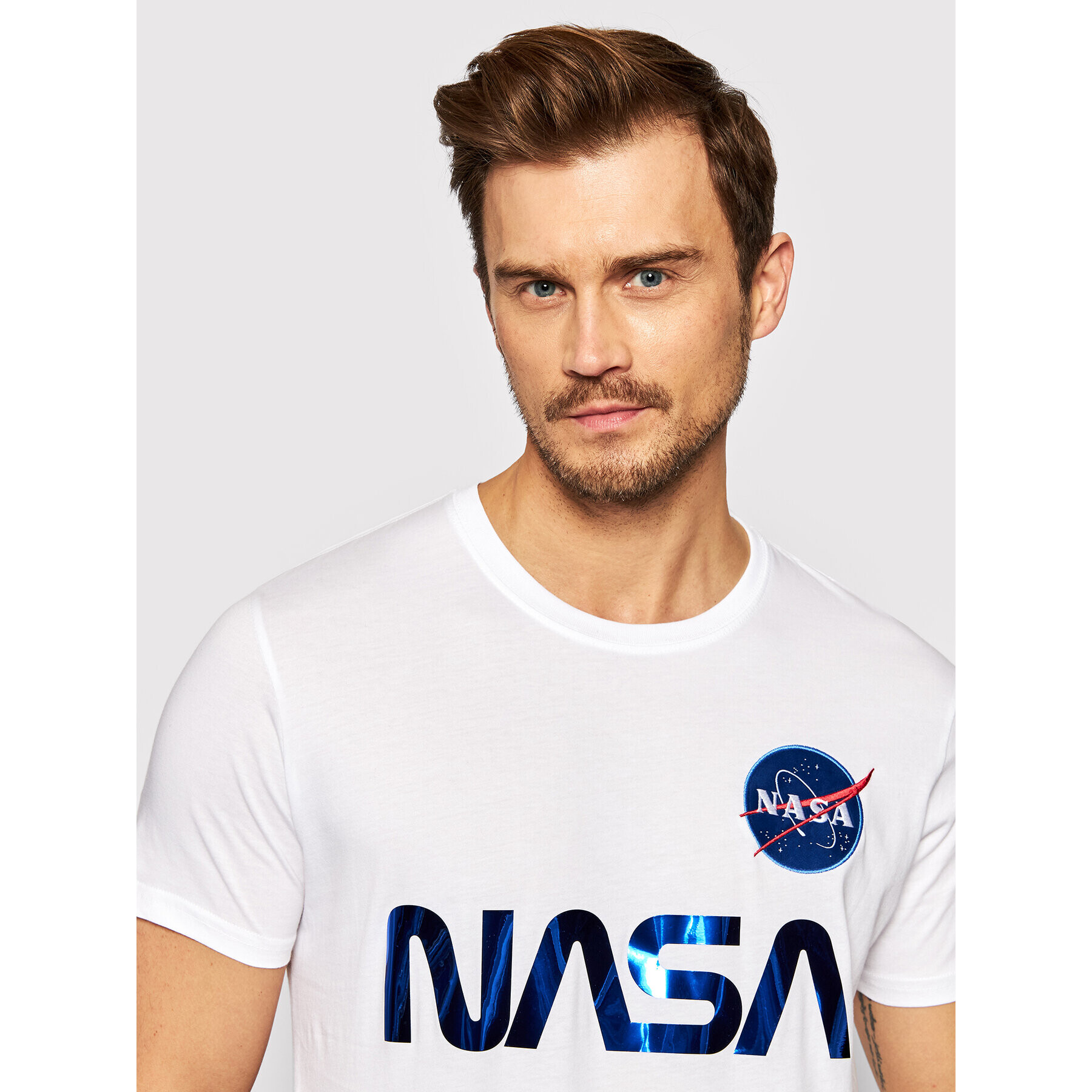 Alpha Industries T-Shirt Nasa Reflective 178501 Bílá Regular Fit - Pepit.cz