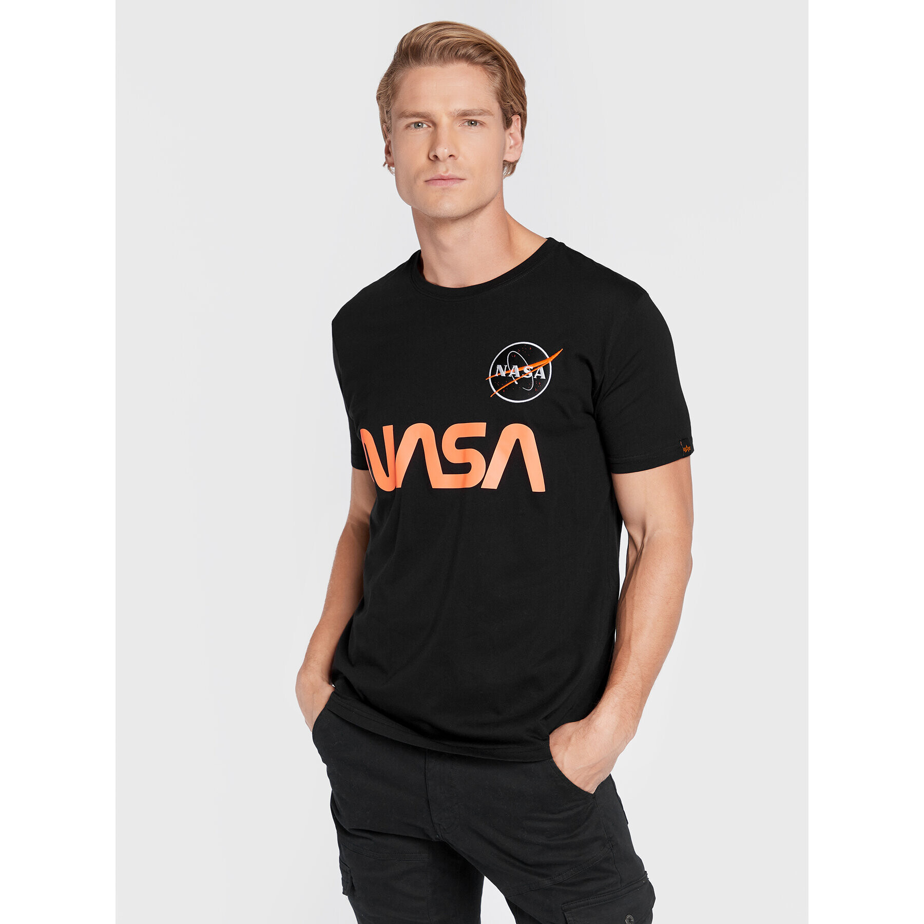 Alpha Industries T-Shirt Nasa Reflective 178501 Černá Regular Fit - Pepit.cz