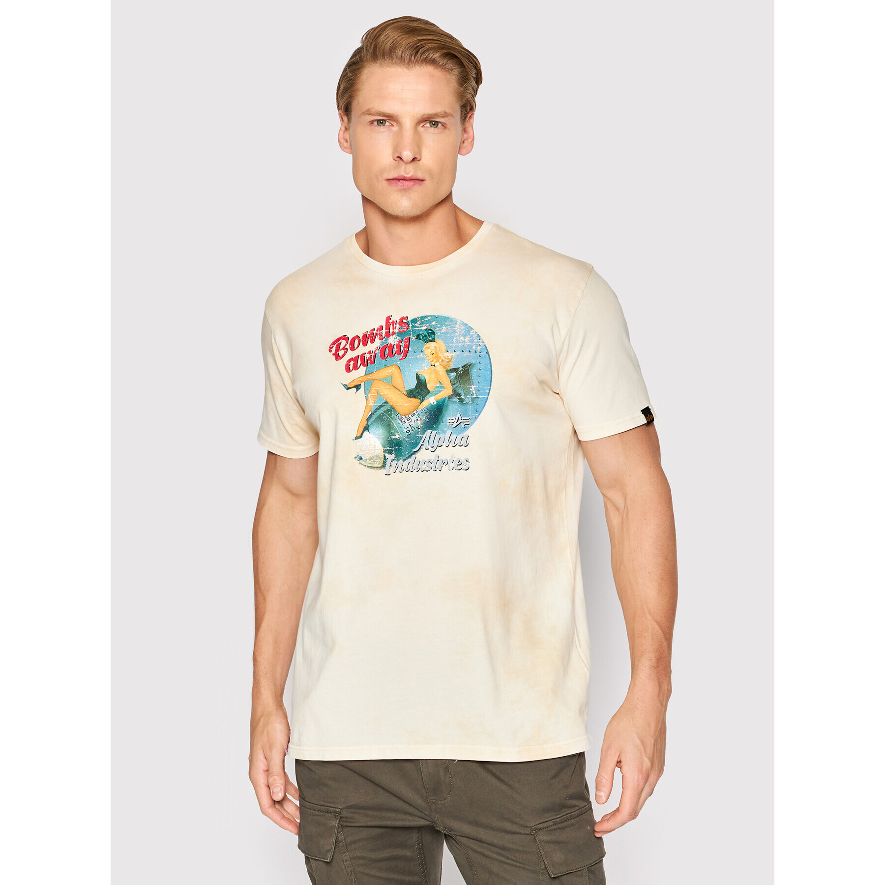 Alpha Industries T-Shirt Nose Art 106520 Béžová Regular Fit - Pepit.cz