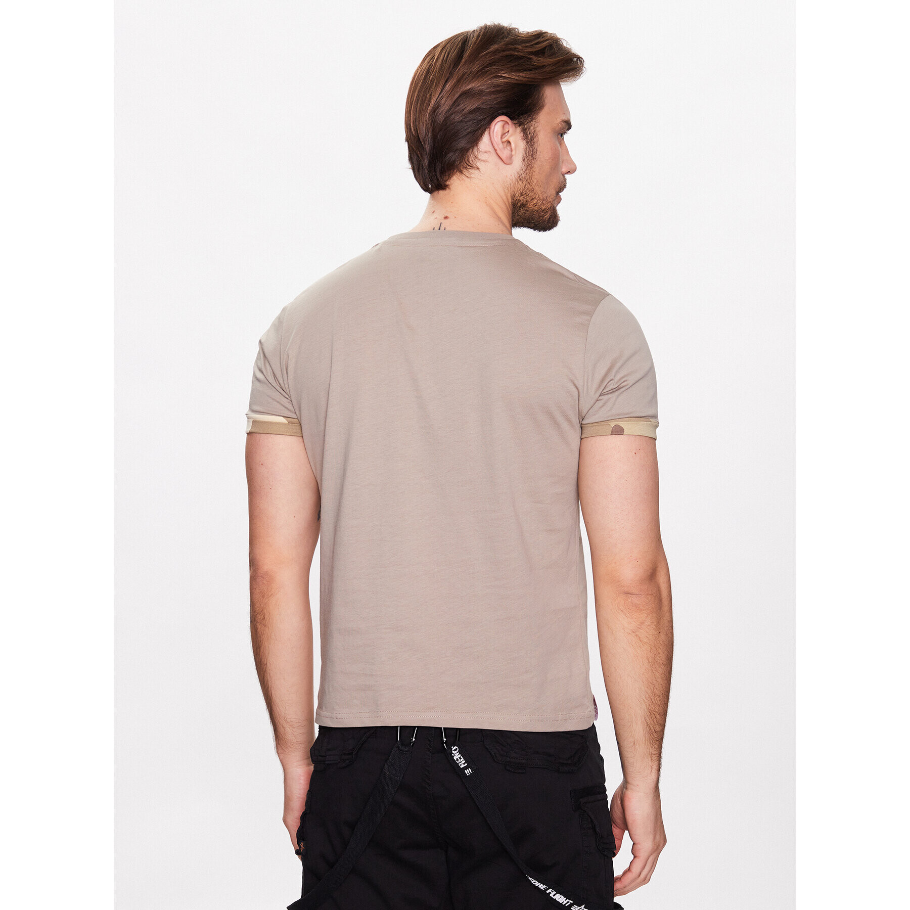 Alpha Industries T-Shirt Roll-Up 106509 Hnědá Regular Fit - Pepit.cz