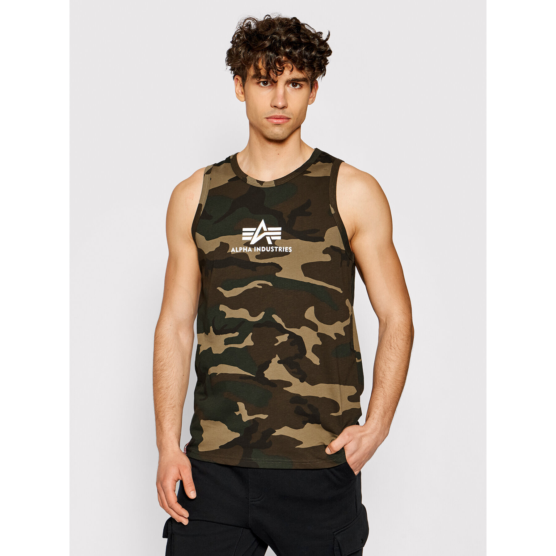 Alpha Industries Tank top Basic Camo 126566C Zelená Regular Fit - Pepit.cz