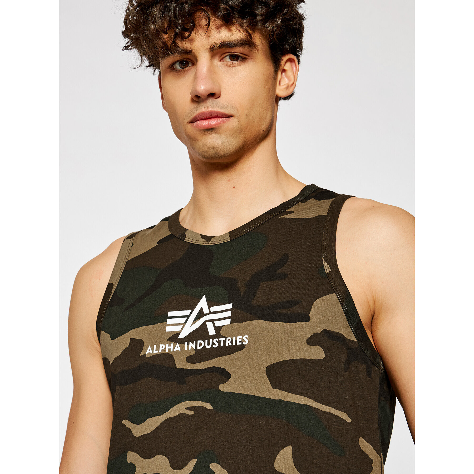 Alpha Industries Tank top Basic Camo 126566C Zelená Regular Fit - Pepit.cz