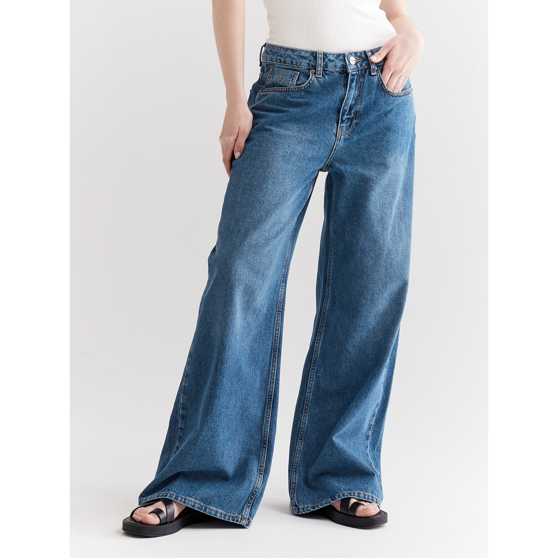 Americanos Jeansy Cartagena Modrá Wide Low-Rise - Pepit.cz