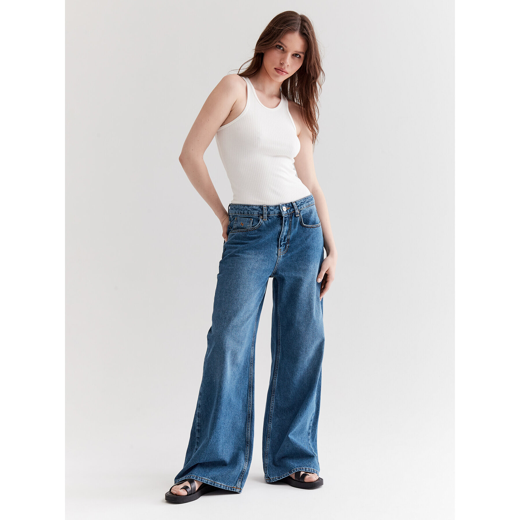 Americanos Jeansy Cartagena Modrá Wide Low-Rise - Pepit.cz