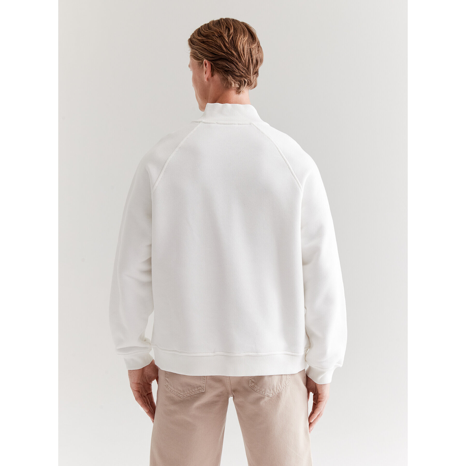 Americanos Mikina Unisex Seatle Half-Zip Bílá Relaxed Fit - Pepit.cz