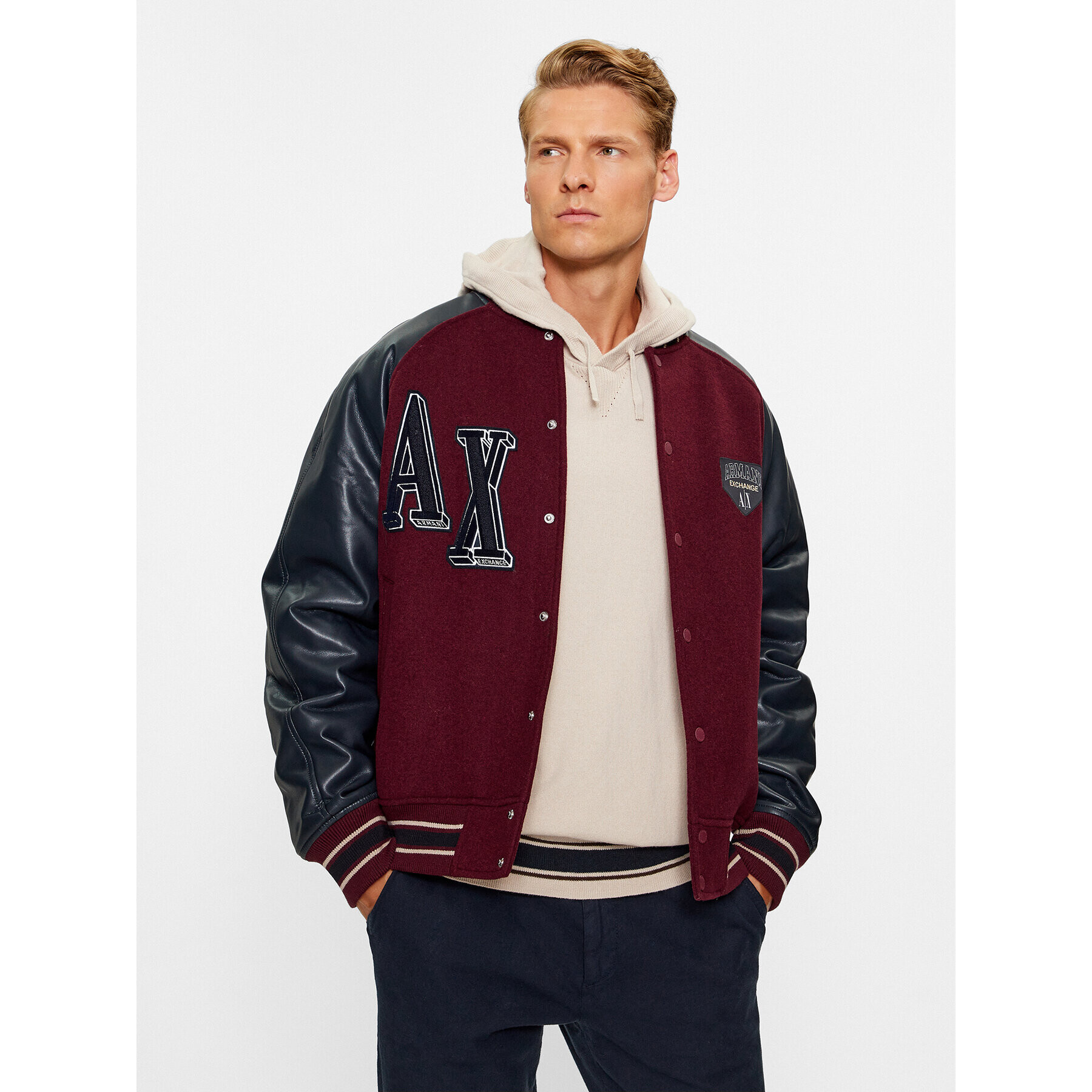 Armani Exchange Bunda bomber 6RZB21 ZNIKZ 44AG Bordó Regular Fit - Pepit.cz