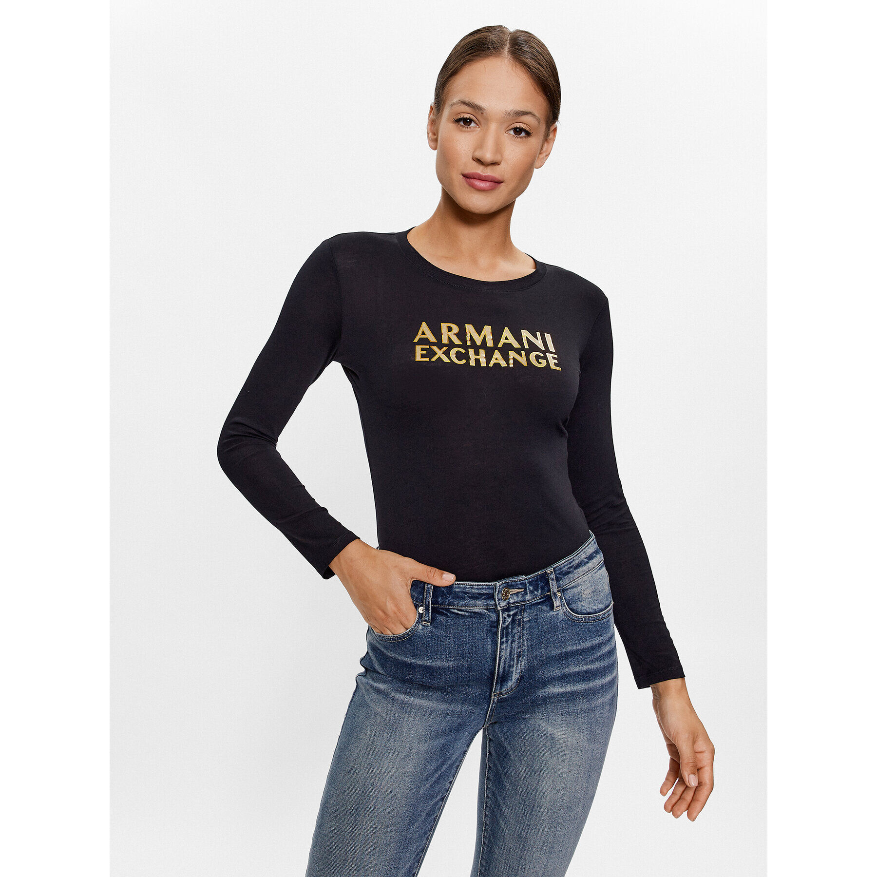 Armani Exchange Halenka 6RYT56 YJ8QZ 1200 Černá Regular Fit - Pepit.cz