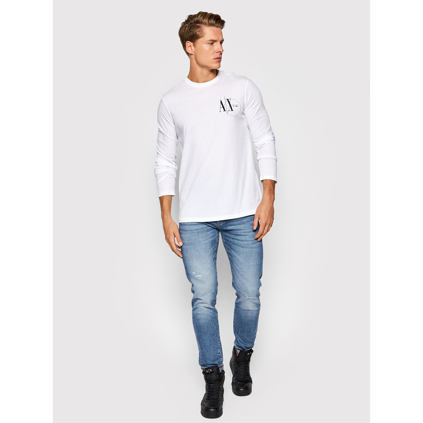 Armani Exchange S dlouhým rukávem 6KZTFR ZJ1DZ 1100 Bílá Slim Fit - Pepit.cz