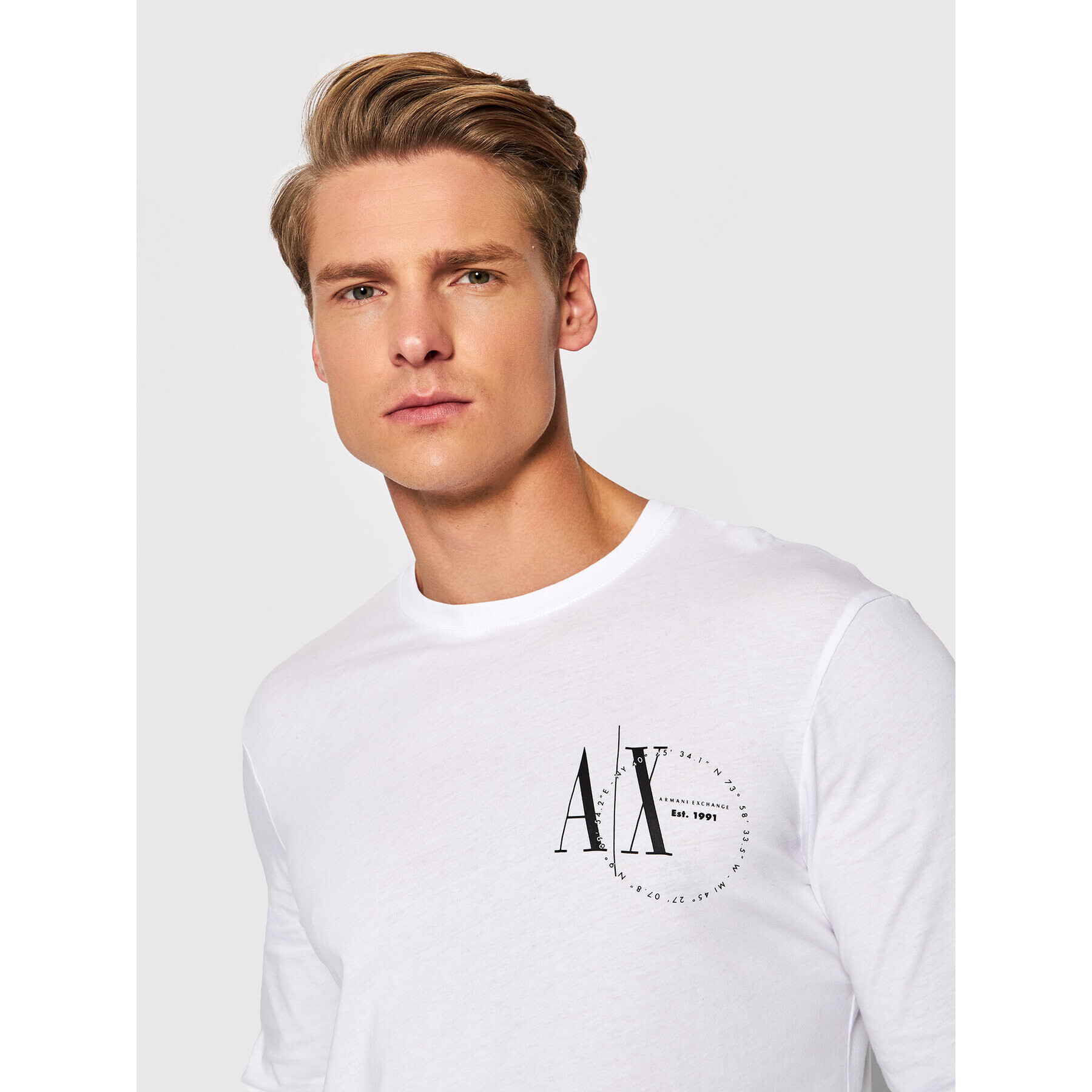 Armani Exchange S dlouhým rukávem 6KZTFR ZJ1DZ 1100 Bílá Slim Fit - Pepit.cz