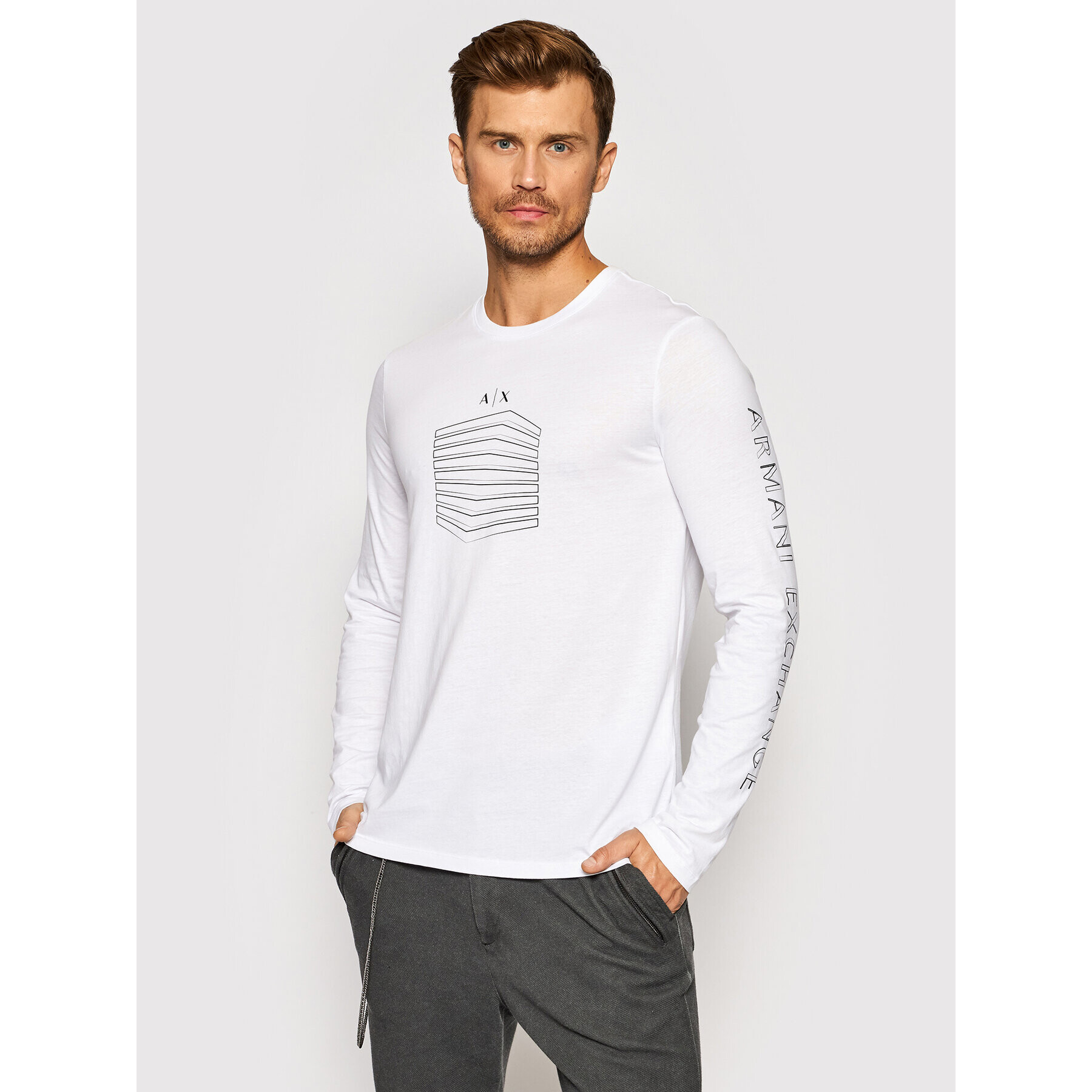 Armani Exchange S dlouhým rukávem 6KZTGD ZJBVZ 1100 Bílá Slim Fit - Pepit.cz