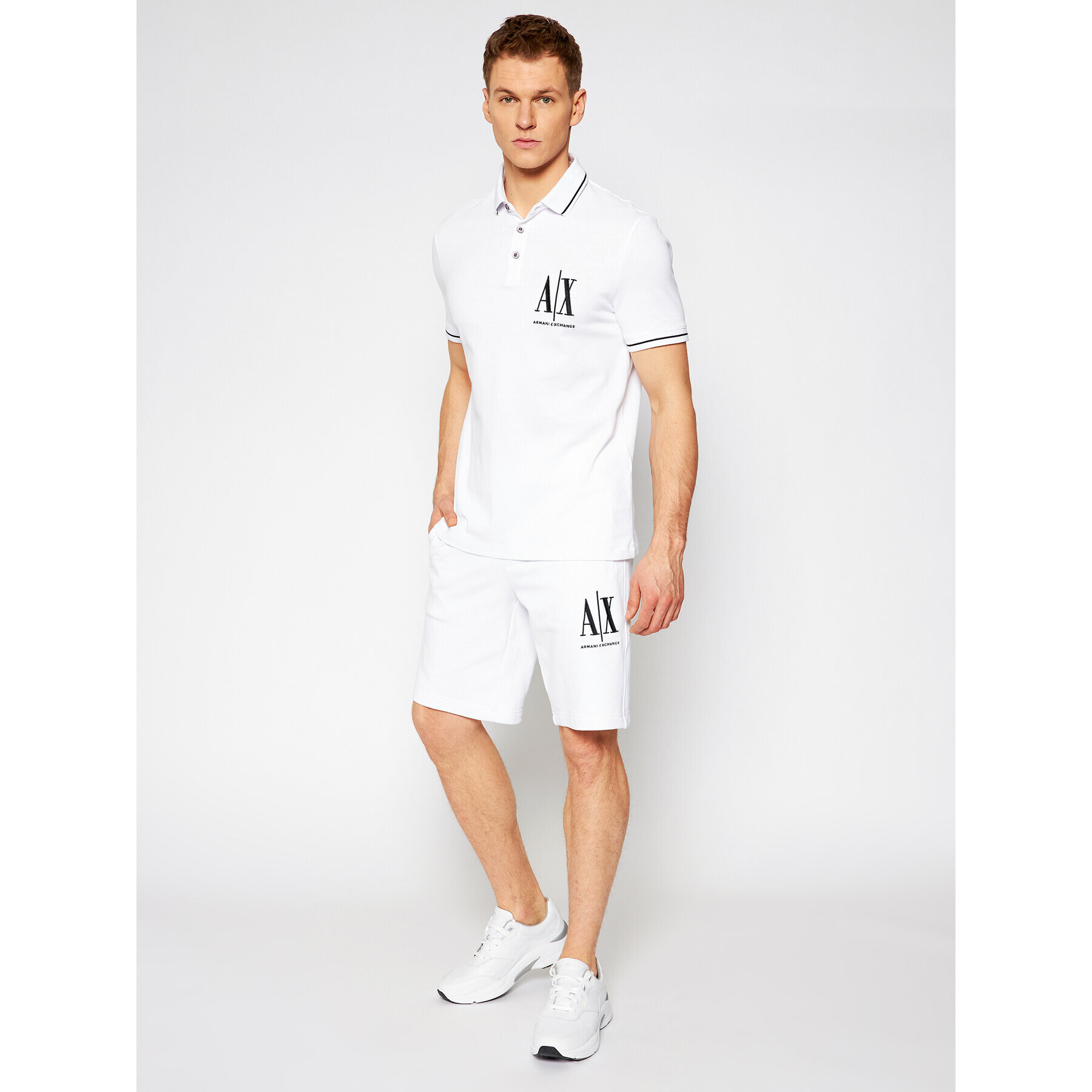 Armani Exchange Sportovní kraťasy 8NZSPA ZJ1ZZ 1100 Bílá Regular Fit - Pepit.cz