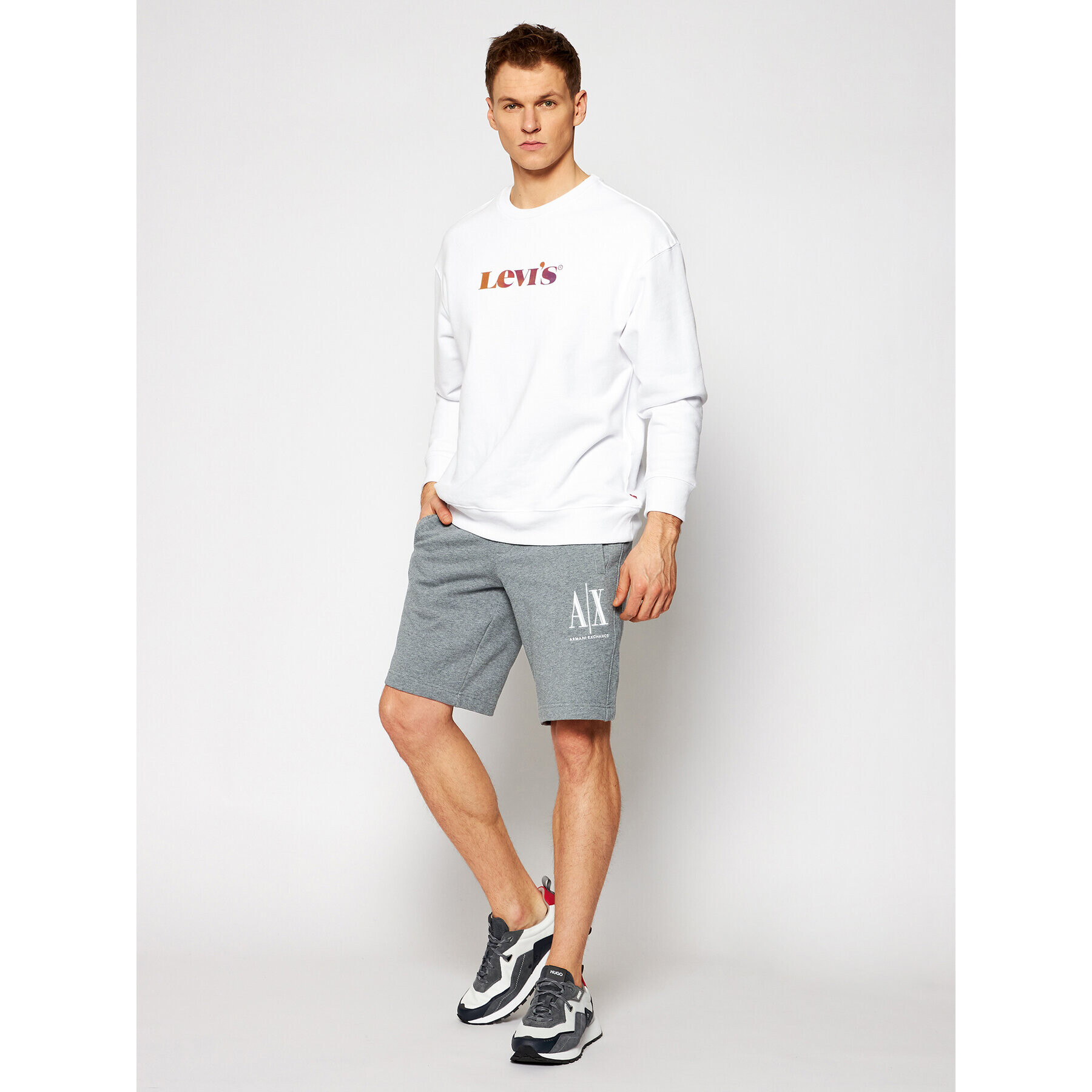 Armani Exchange Sportovní kraťasy 8NZSPA ZJ1ZZ 3930 Šedá Regular Fit - Pepit.cz