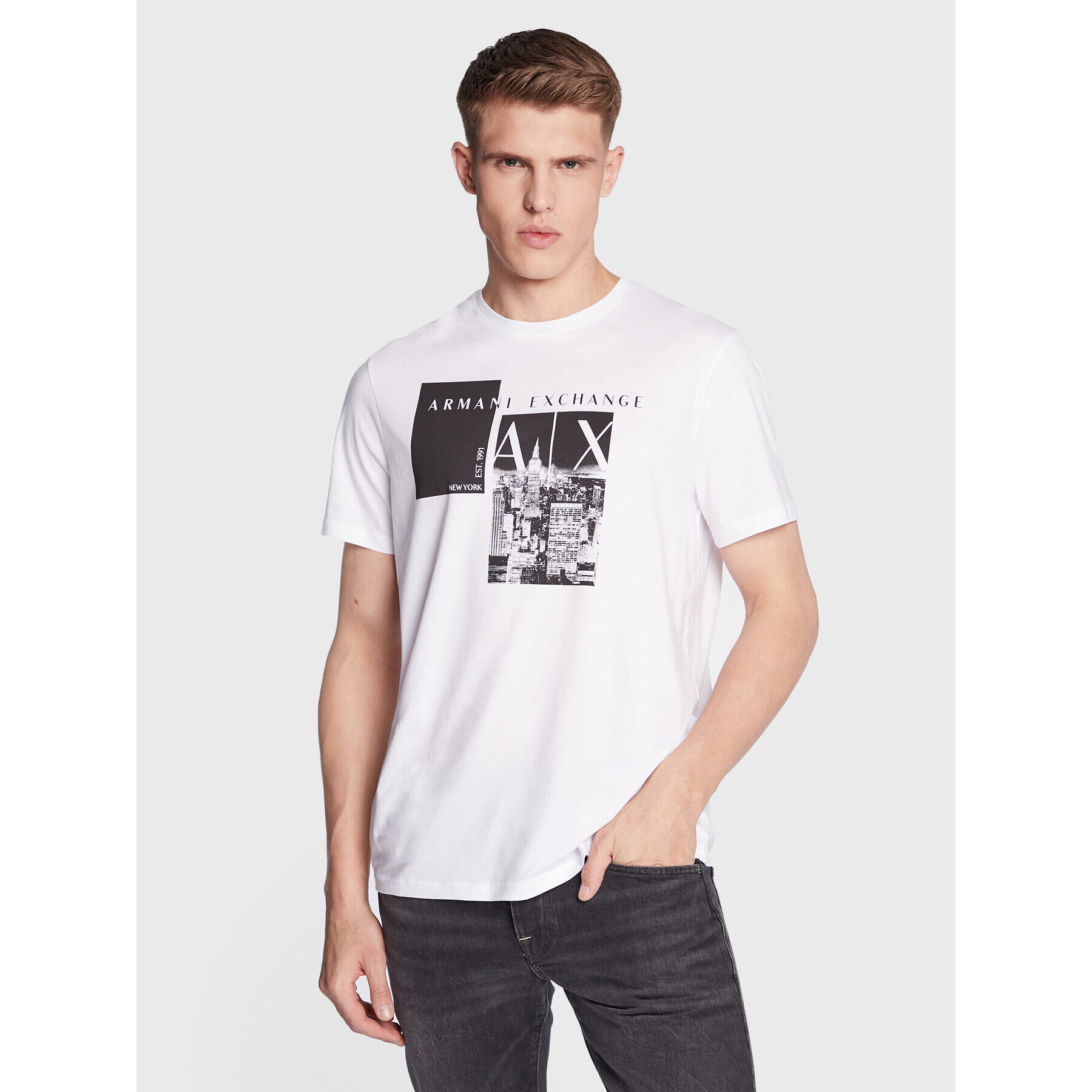 Armani Exchange T-Shirt 3RZTAB ZJA5Z 1100 Bílá Regular Fit - Pepit.cz