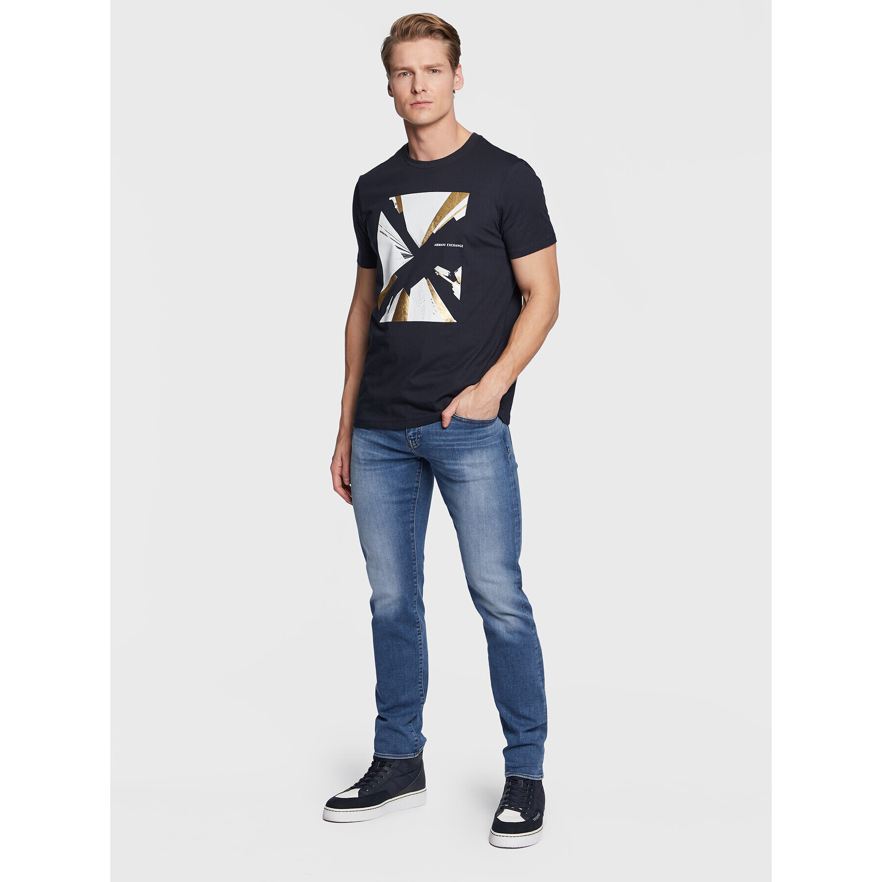 Armani Exchange T-Shirt 3RZTHQ ZJBYZ 1510 Tmavomodrá Slim Fit - Pepit.cz