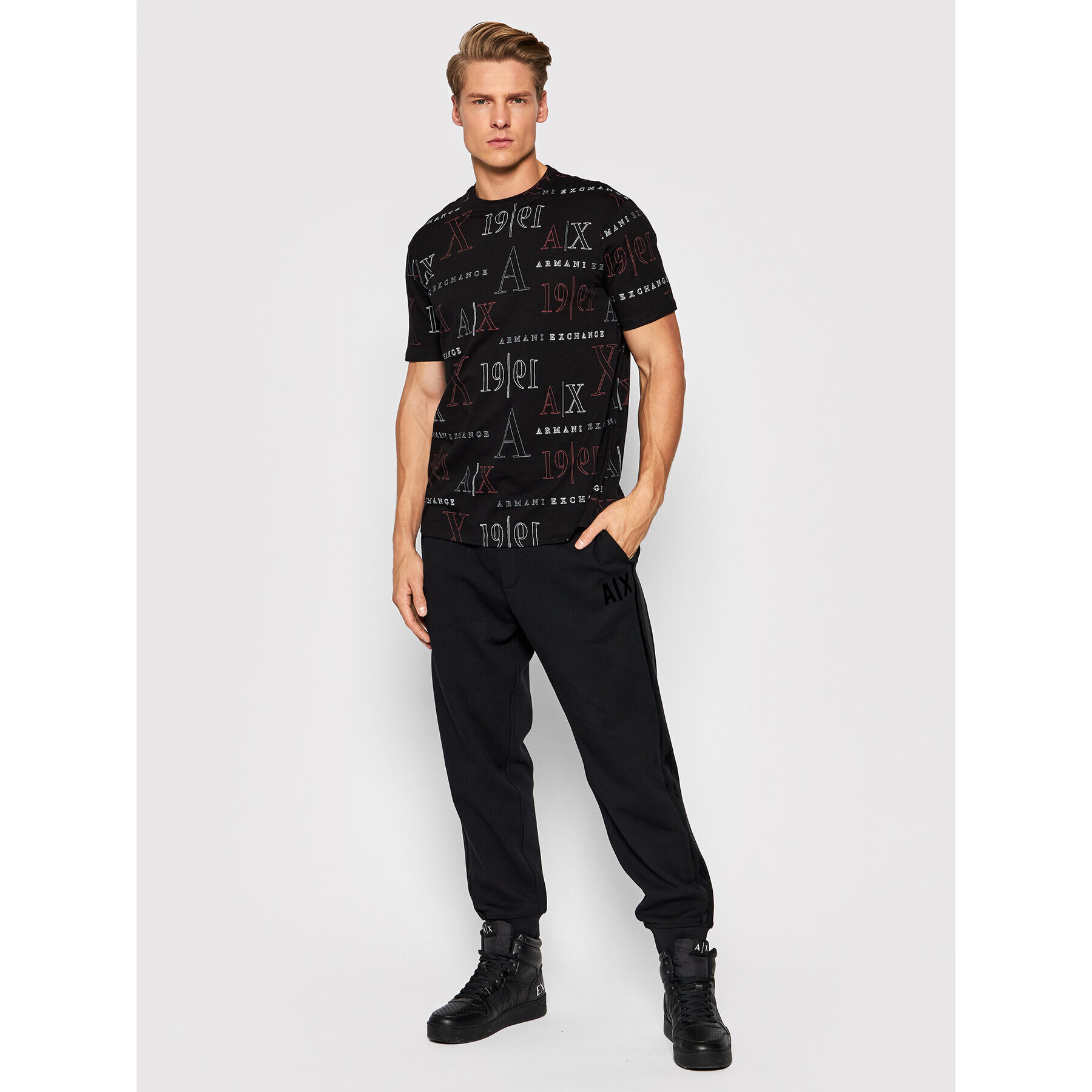 Armani Exchange Teplákové kalhoty 6KZPFR ZJ6LZ 1200 Černá Regular Fit - Pepit.cz