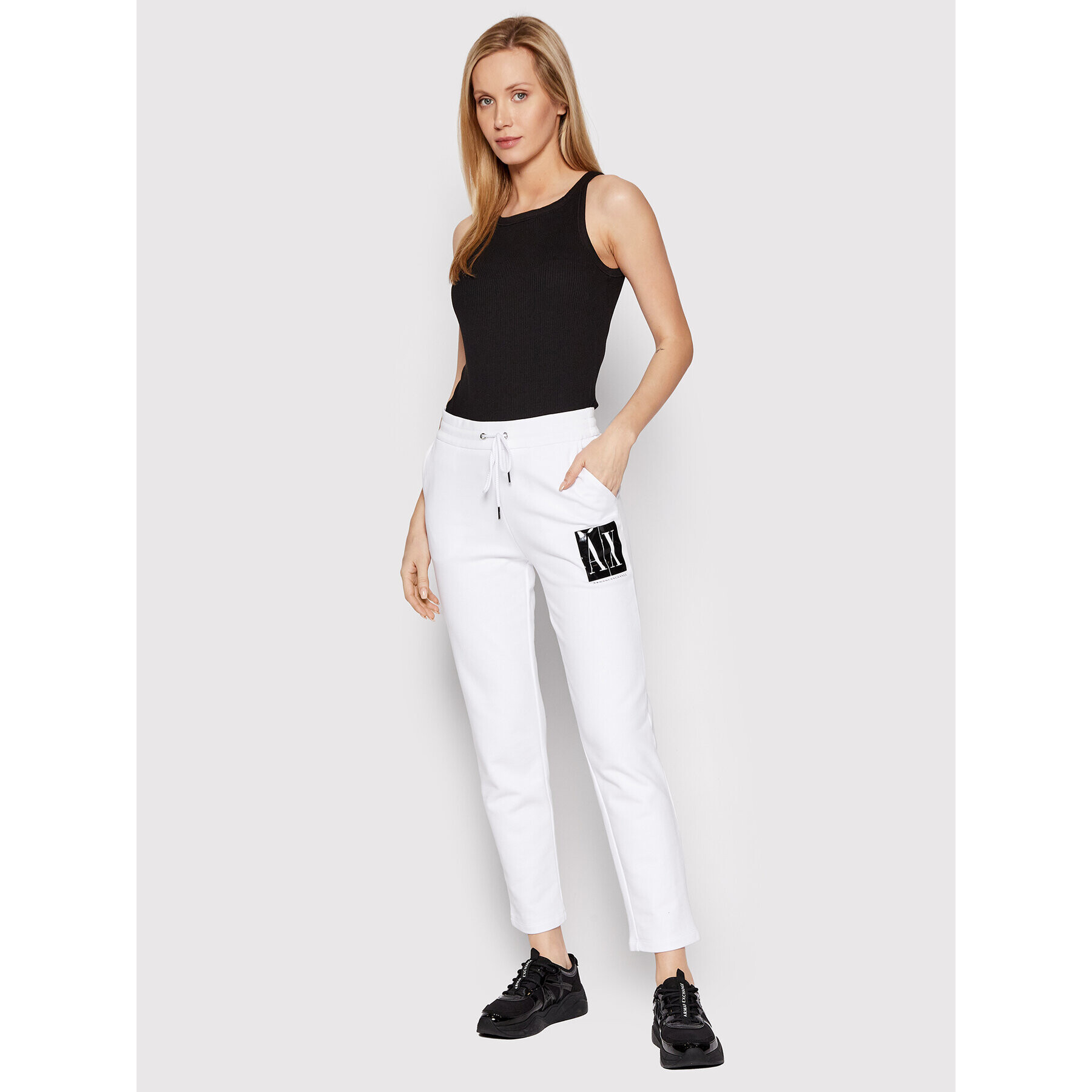 Armani Exchange Teplákové kalhoty 8NYPGX YJ68Z 1000 Bílá Regular Fit - Pepit.cz