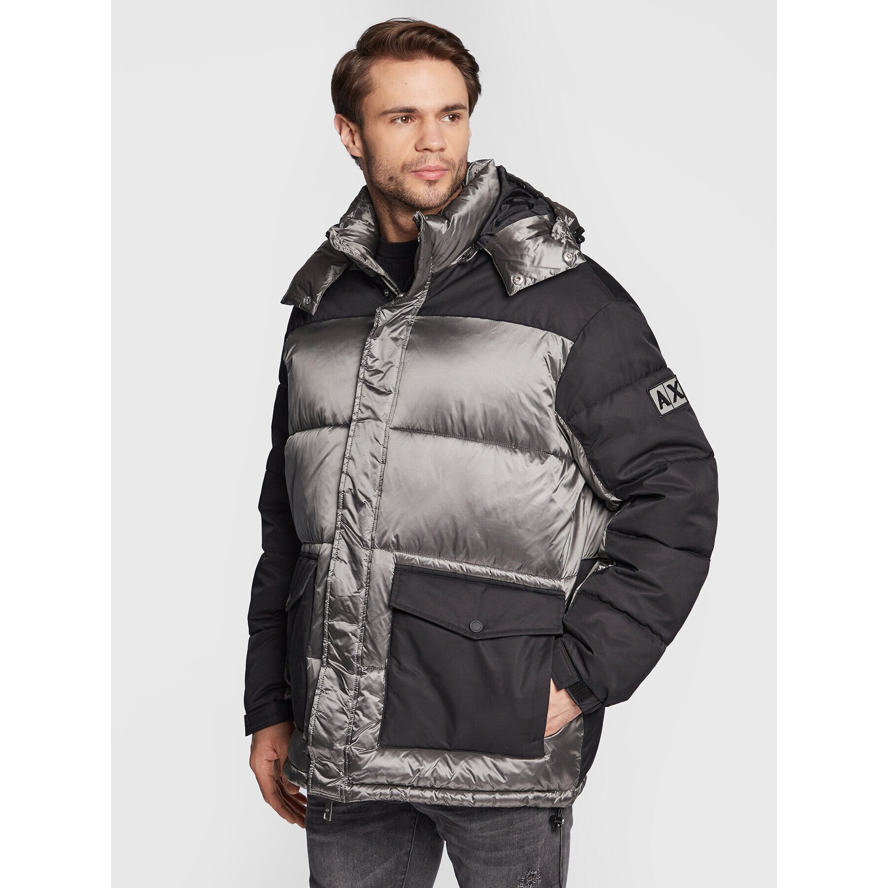 Armani Exchange Vatovaná bunda 6LZK34 ZNWHZ 7900 Šedá Regular Fit - Pepit.cz