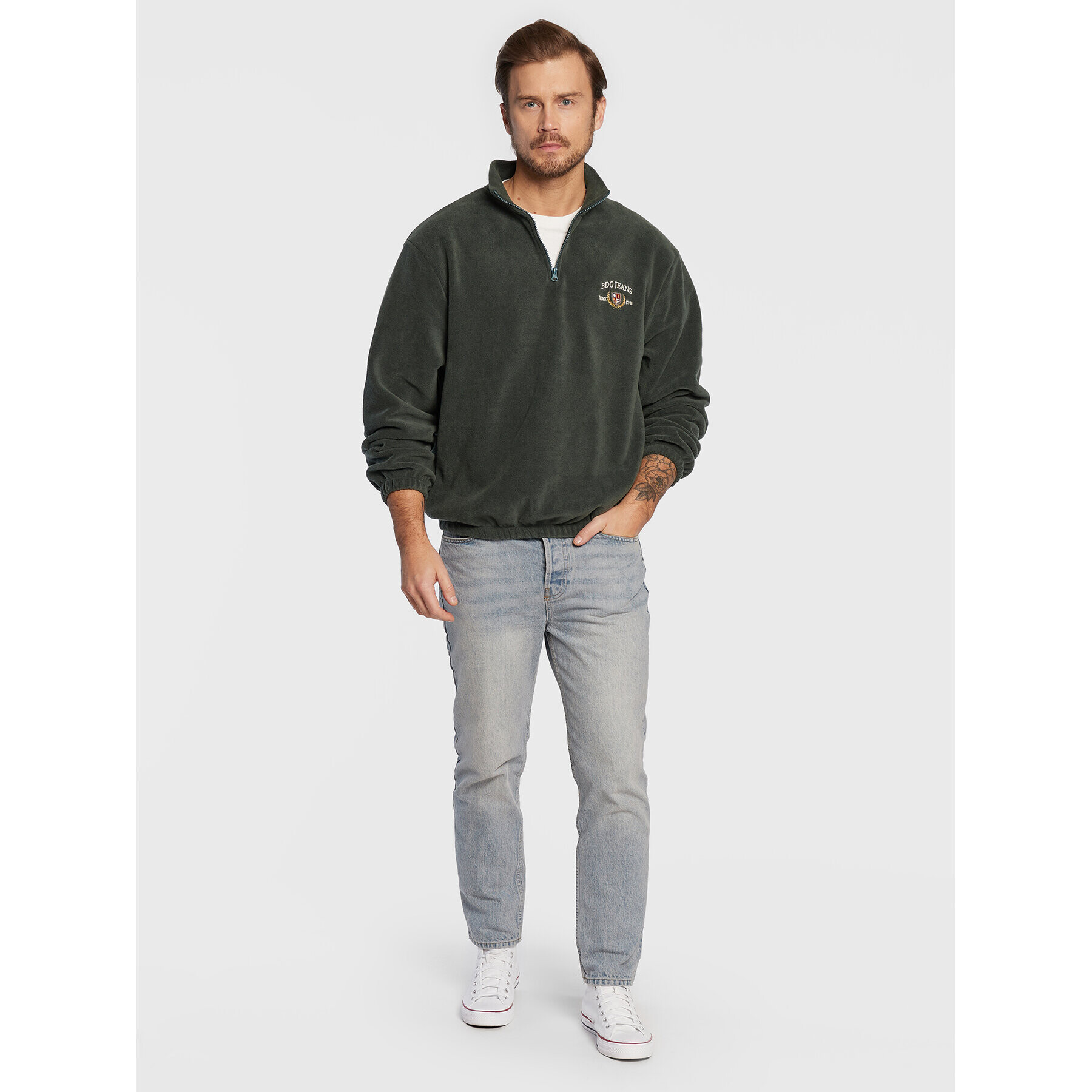 BDG Urban Outfitters Fleecová mikina 75326991 Zelená Relaxed Fit - Pepit.cz