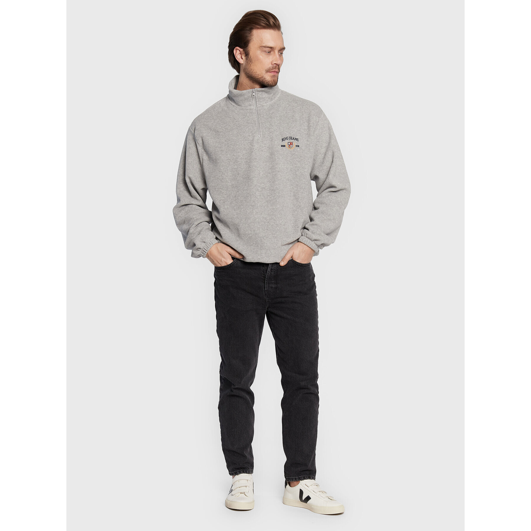 BDG Urban Outfitters Fleecová mikina 75327031 Šedá Relaxed Fit - Pepit.cz