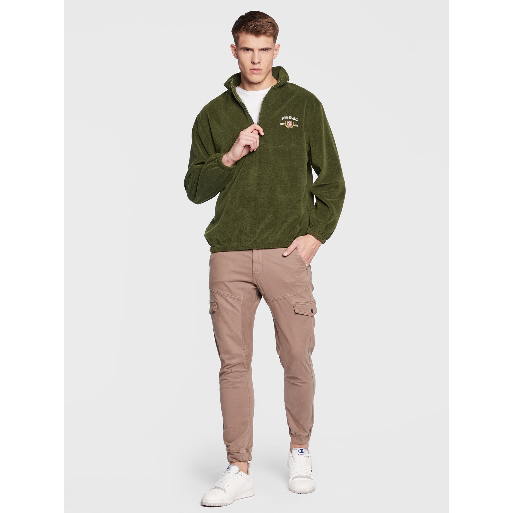 BDG Urban Outfitters Fleecová mikina 76281021 Zelená Regular Fit - Pepit.cz