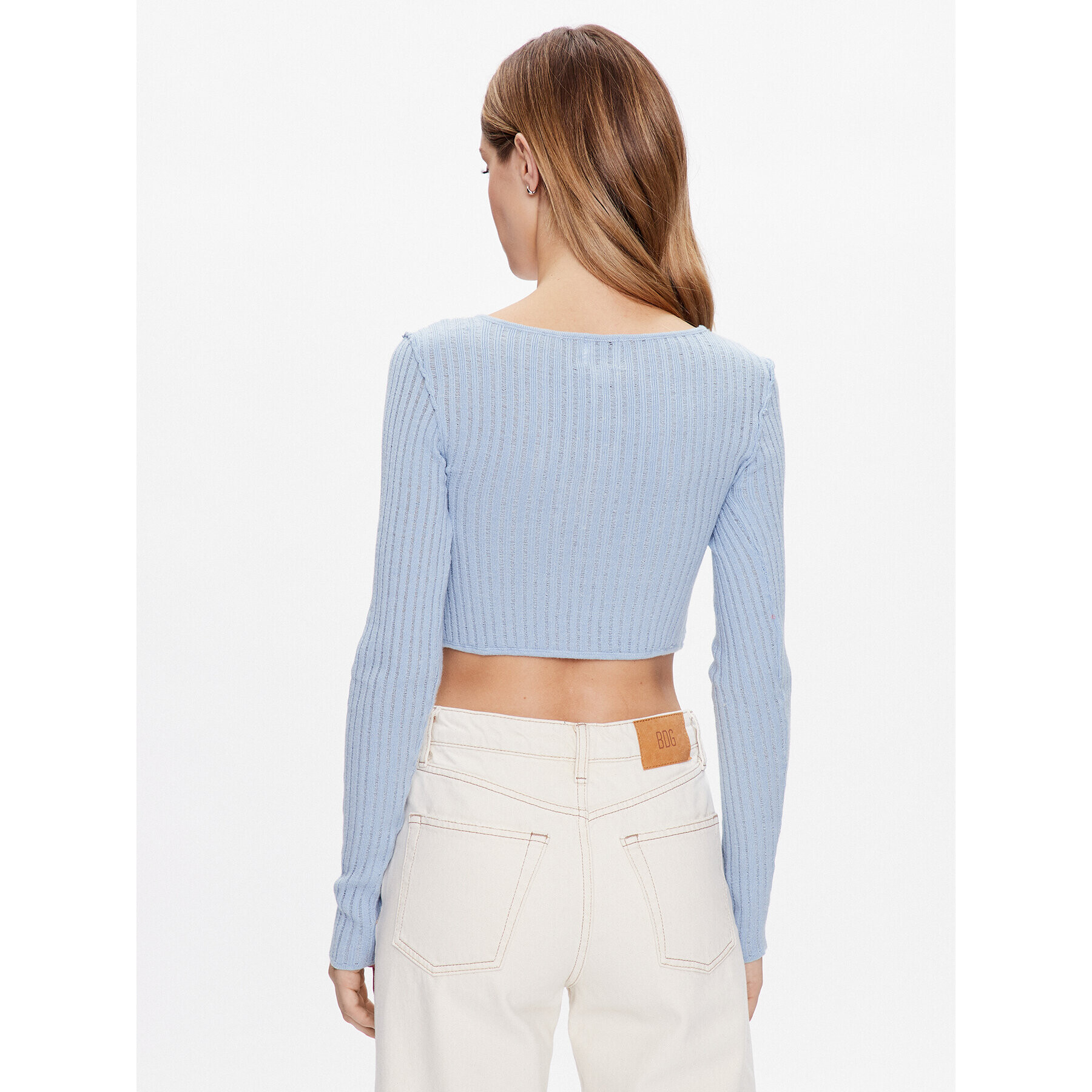 BDG Urban Outfitters Kardigan BDG MINI RIB SOFT CADI 76469527 Modrá Cropped Fit - Pepit.cz