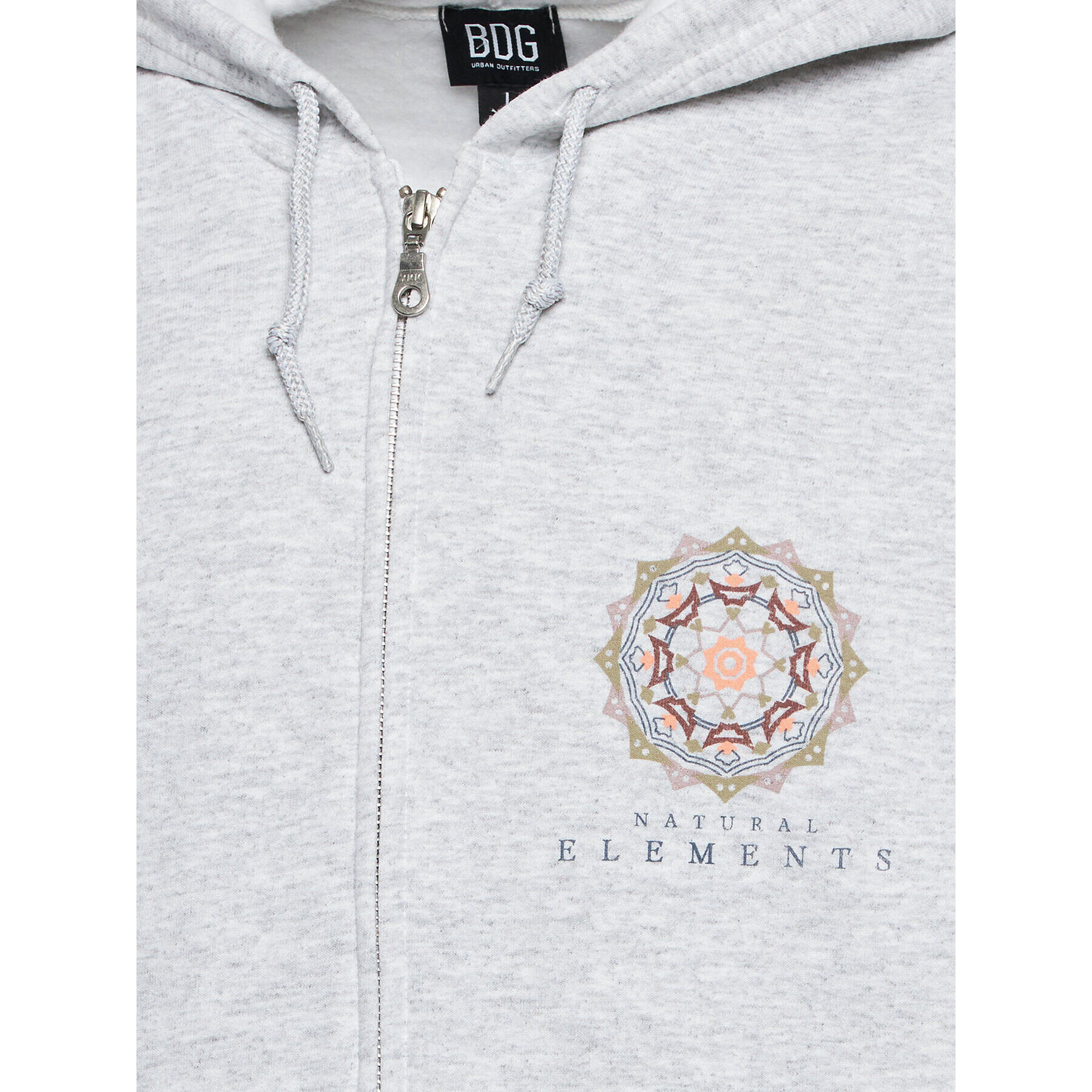 BDG Urban Outfitters Mikina Org Mandala Zip Thru 77173169 Šedá Zipped Hoodie Fit - Pepit.cz