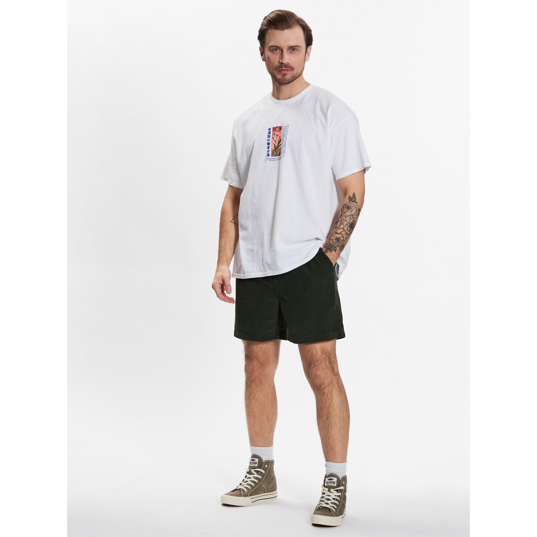 BDG Urban Outfitters Šortky z materiálu 76521574 Zelená Straight Leg - Pepit.cz