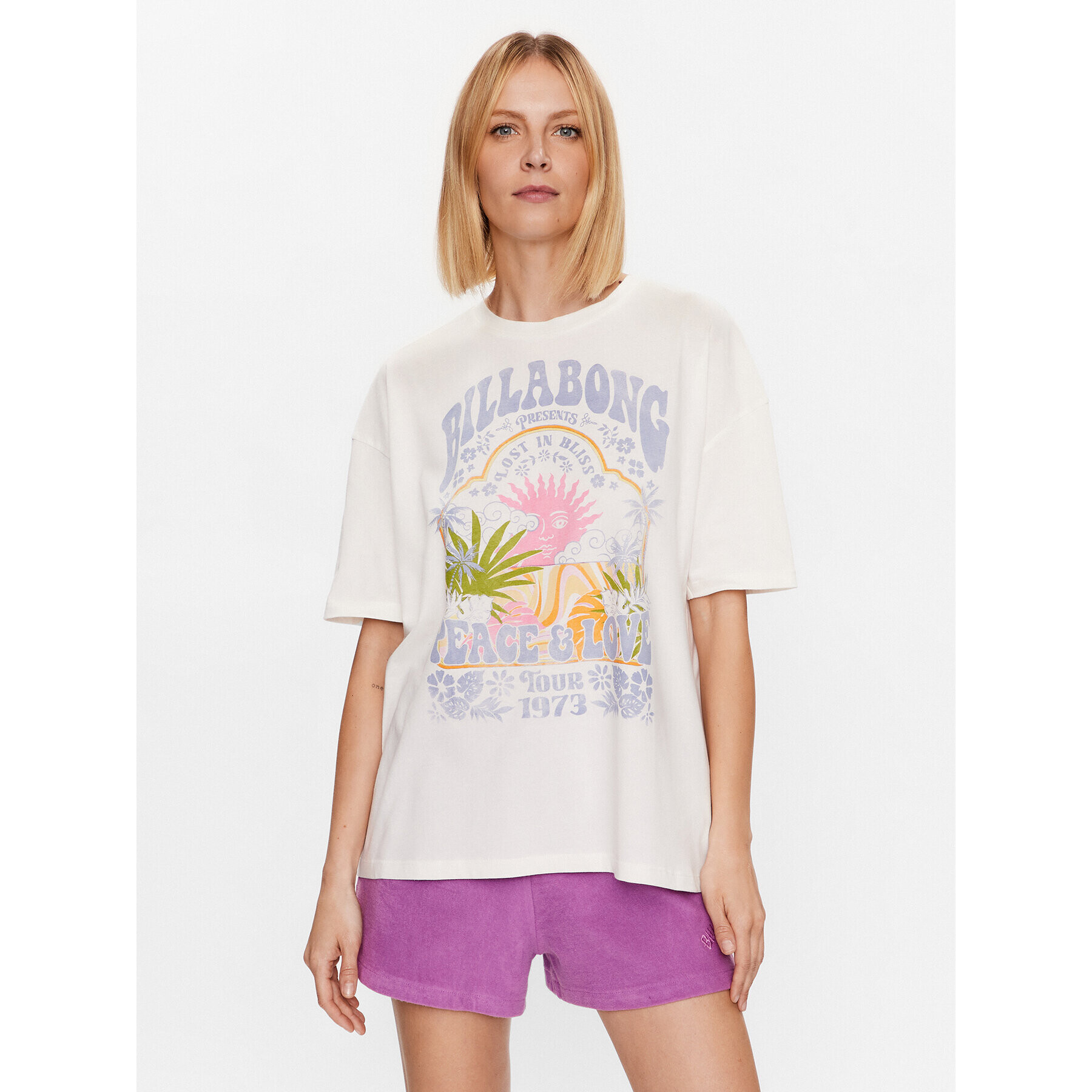 Billabong T-Shirt Peace And Love EBJZT00111 Bílá Relaxed Fit - Pepit.cz