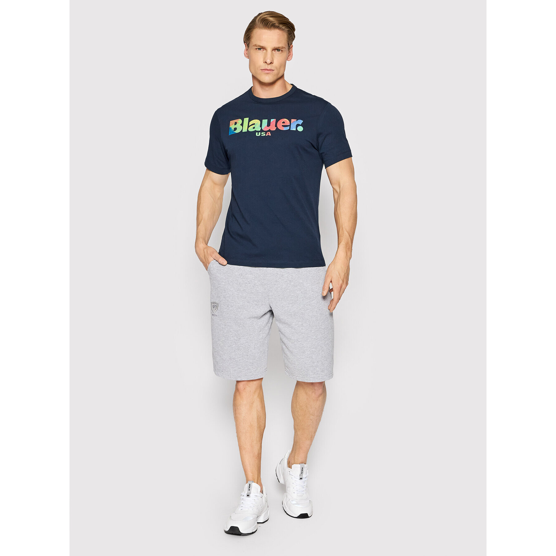 Blauer T-Shirt Arcobaleno BLUH02173 004547 Tmavomodrá Regular Fit - Pepit.cz