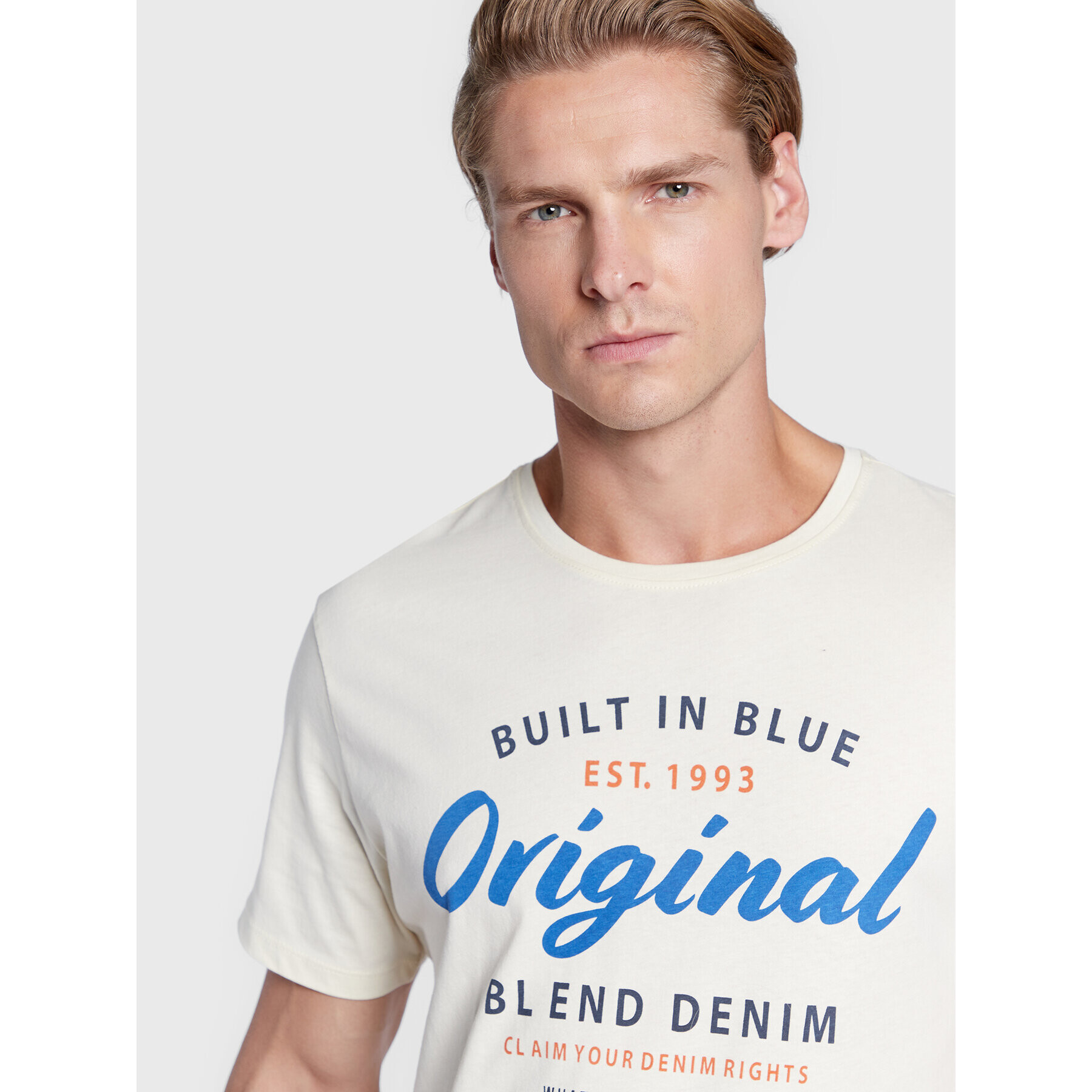 Blend T-Shirt 20714719 Écru Regular Fit - Pepit.cz