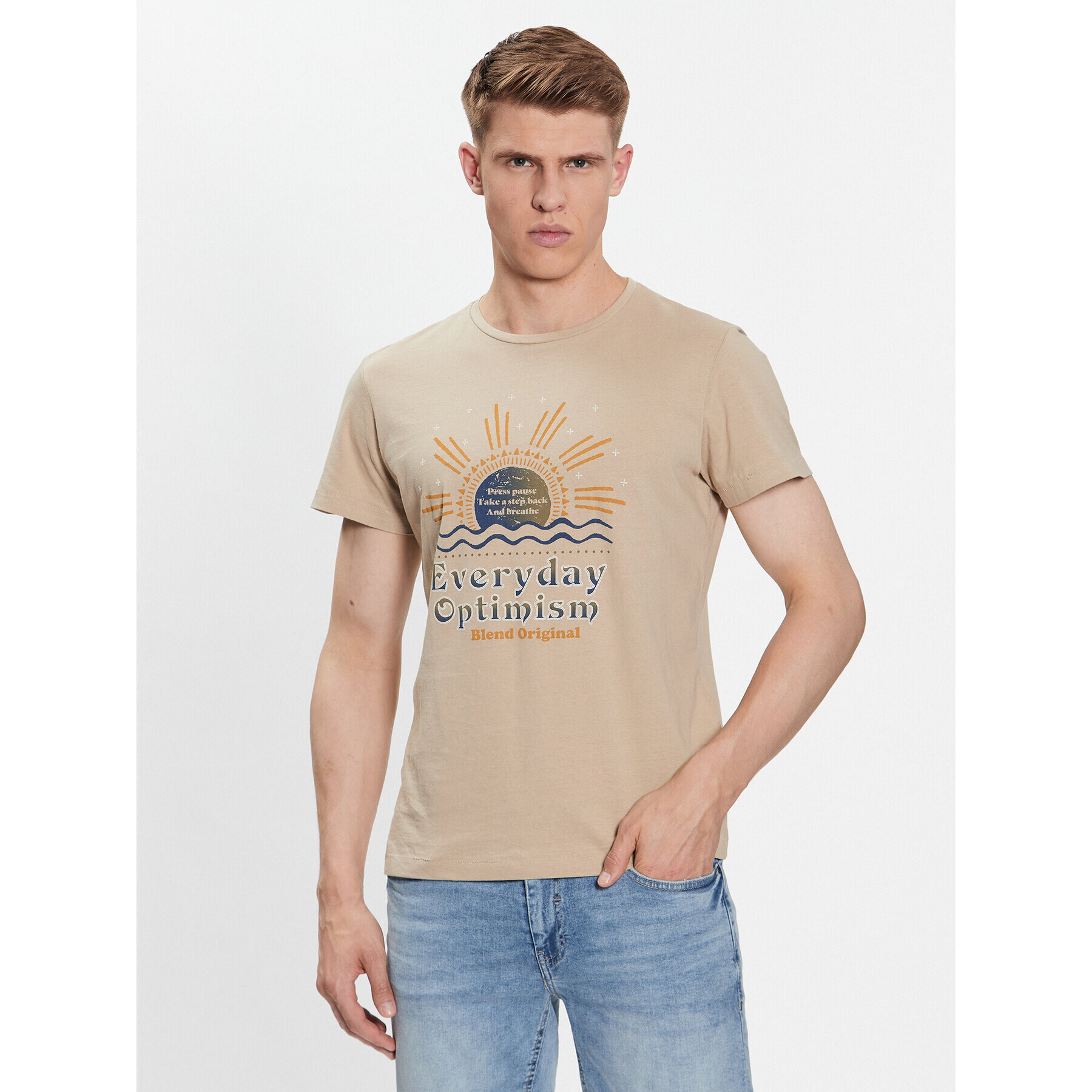 Blend T-Shirt 20715030 Béžová Regular Fit - Pepit.cz