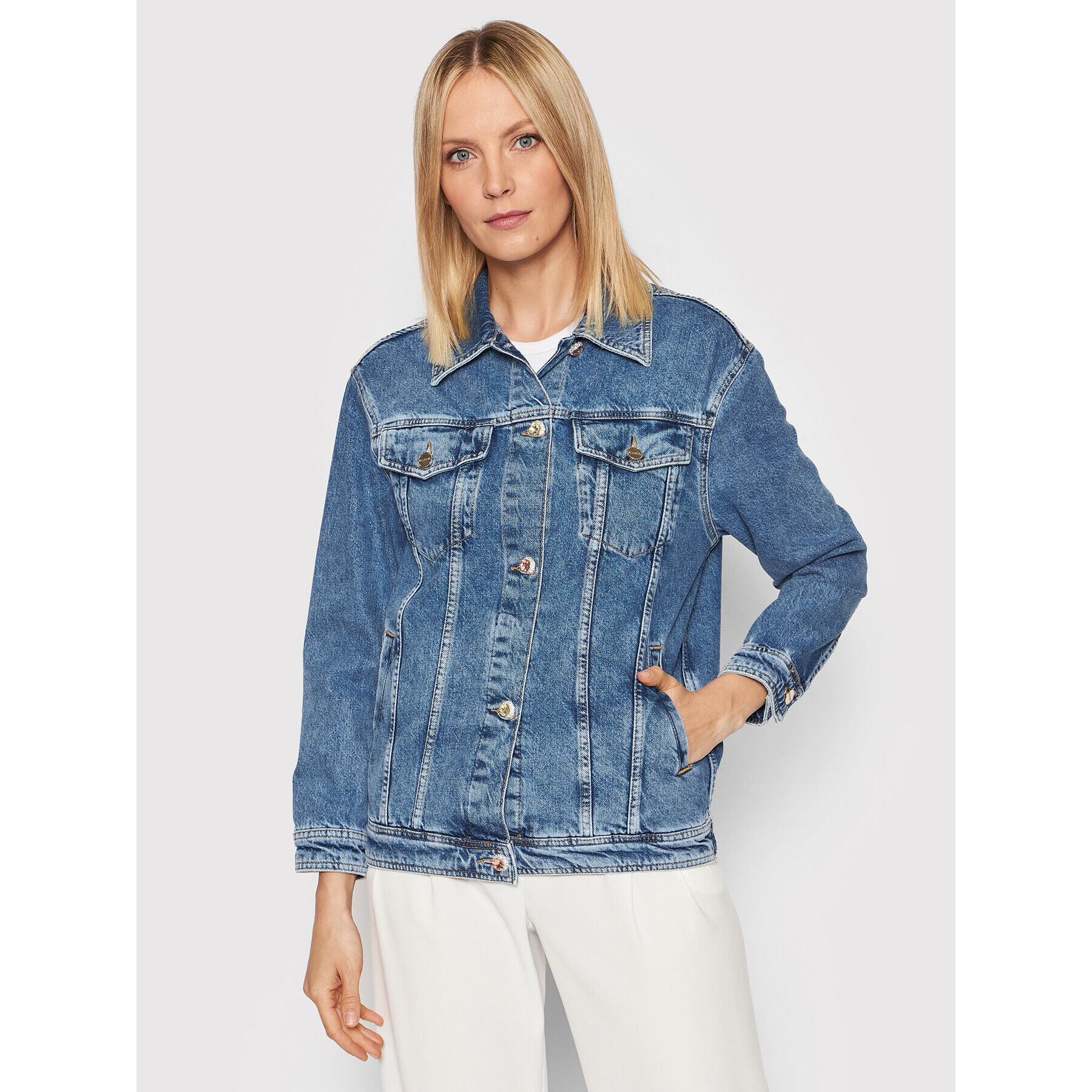 Blugirl Blumarine Jeansová bunda RA2208-D4732 Modrá Regular Fit - Pepit.cz