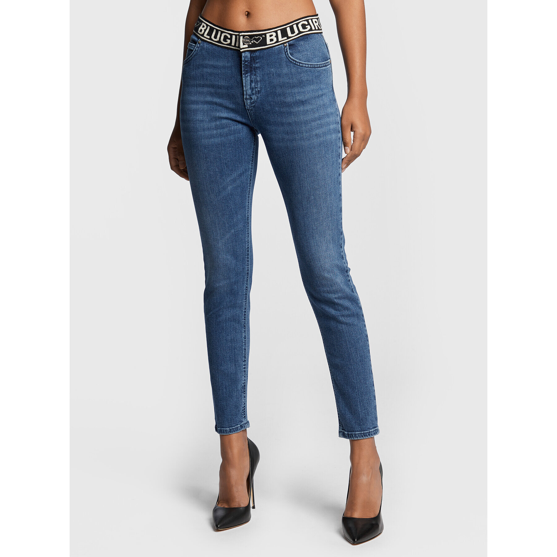 Blugirl Blumarine Jeansy RF2092-D4418 Modrá Skinny Fit - Pepit.cz