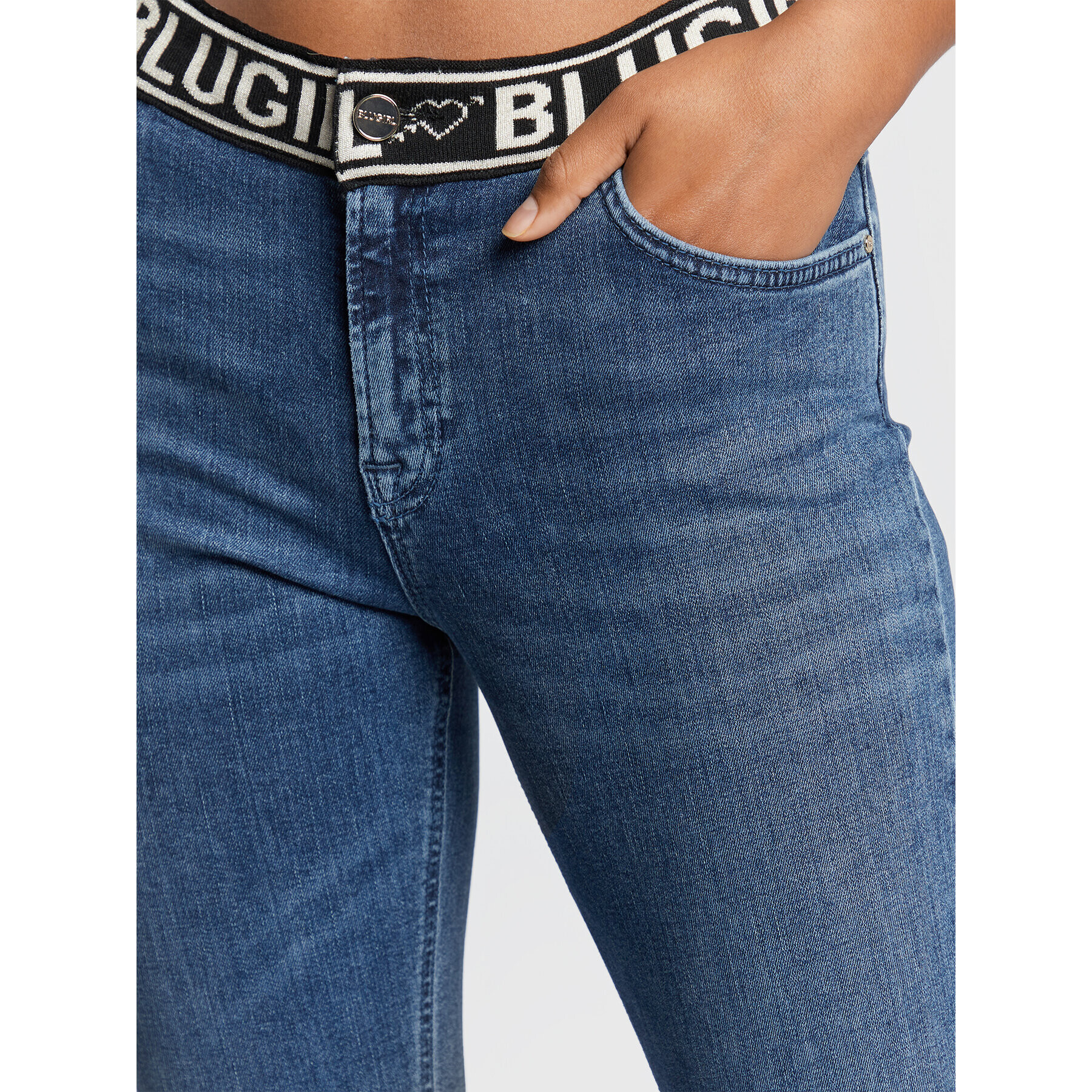 Blugirl Blumarine Jeansy RF2092-D4418 Modrá Skinny Fit - Pepit.cz