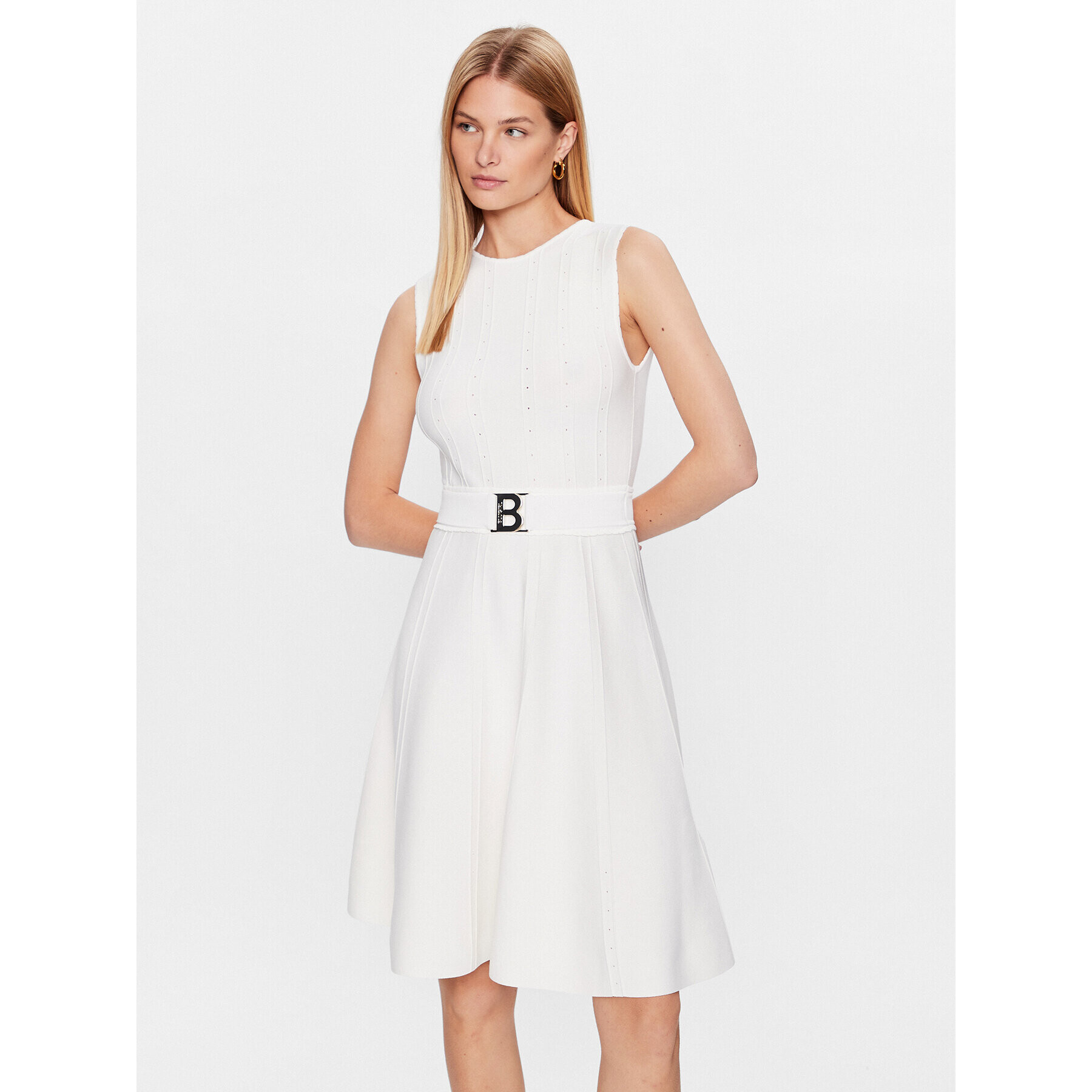 Blugirl Blumarine Koktejlové šaty RA3055-MA55N Bílá Regular Fit - Pepit.cz