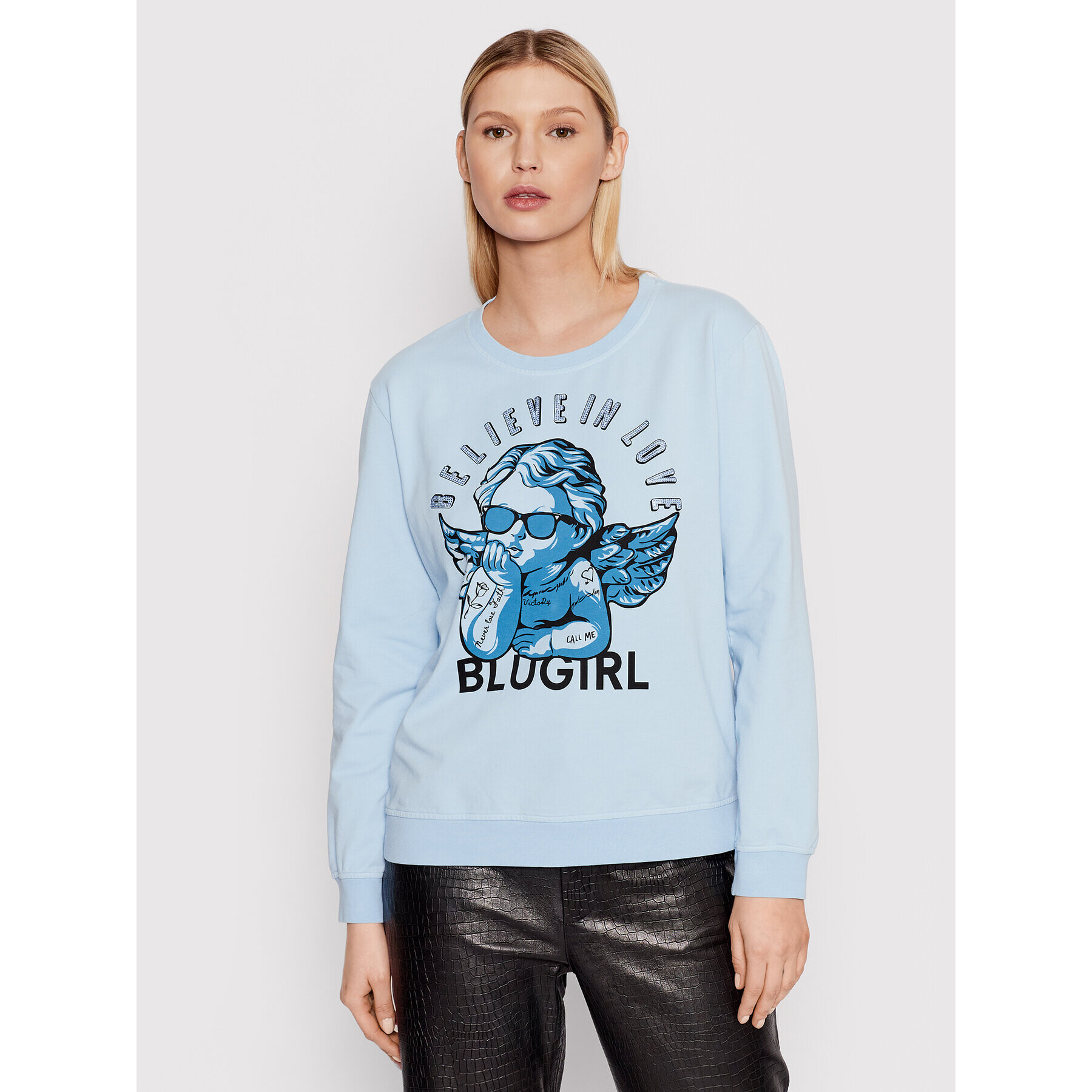 Blugirl Blumarine Mikina RA2250 F0833 Modrá Regular Fit - Pepit.cz