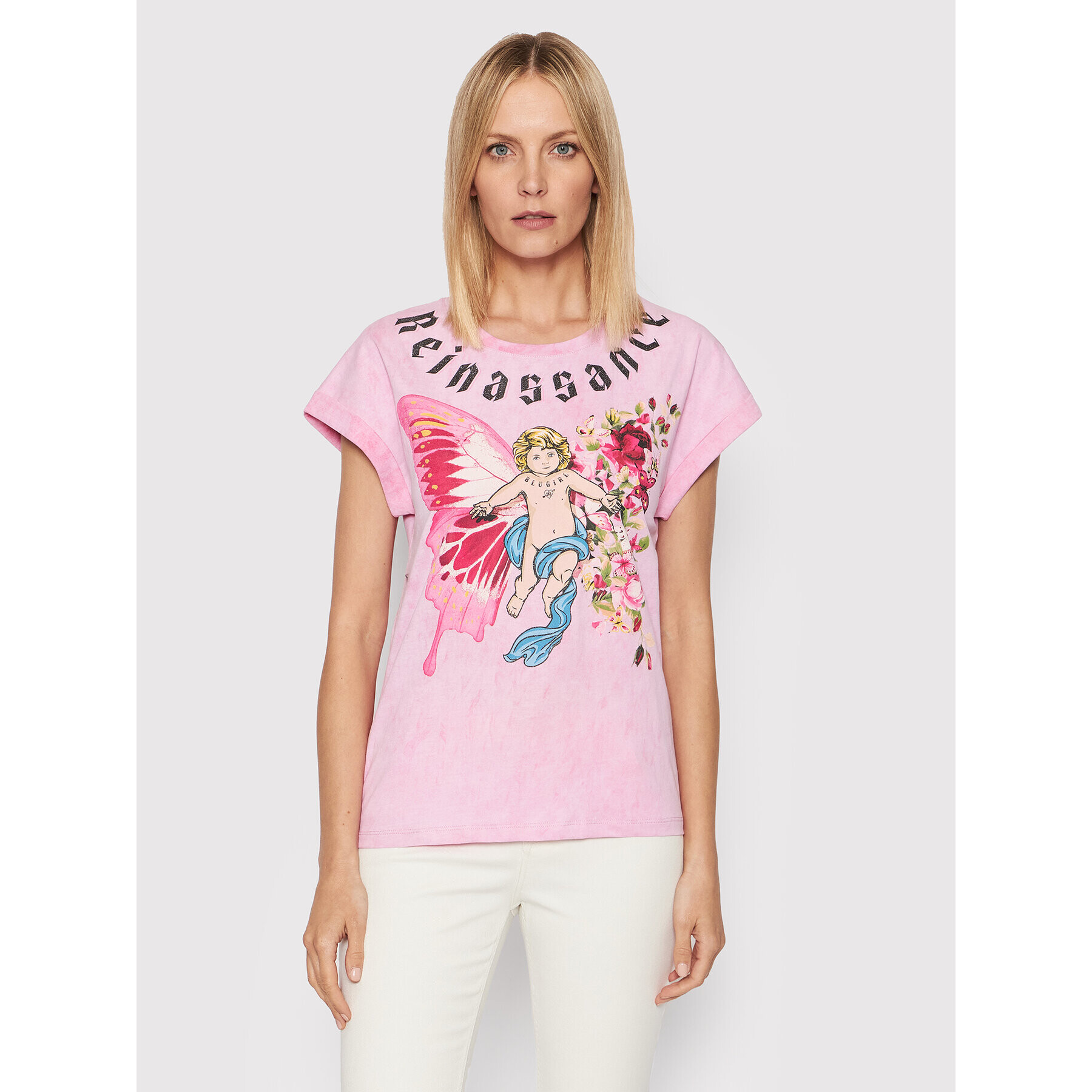 Blugirl Blumarine T-Shirt RA2237-J0176 Růžová Relaxed Fit - Pepit.cz