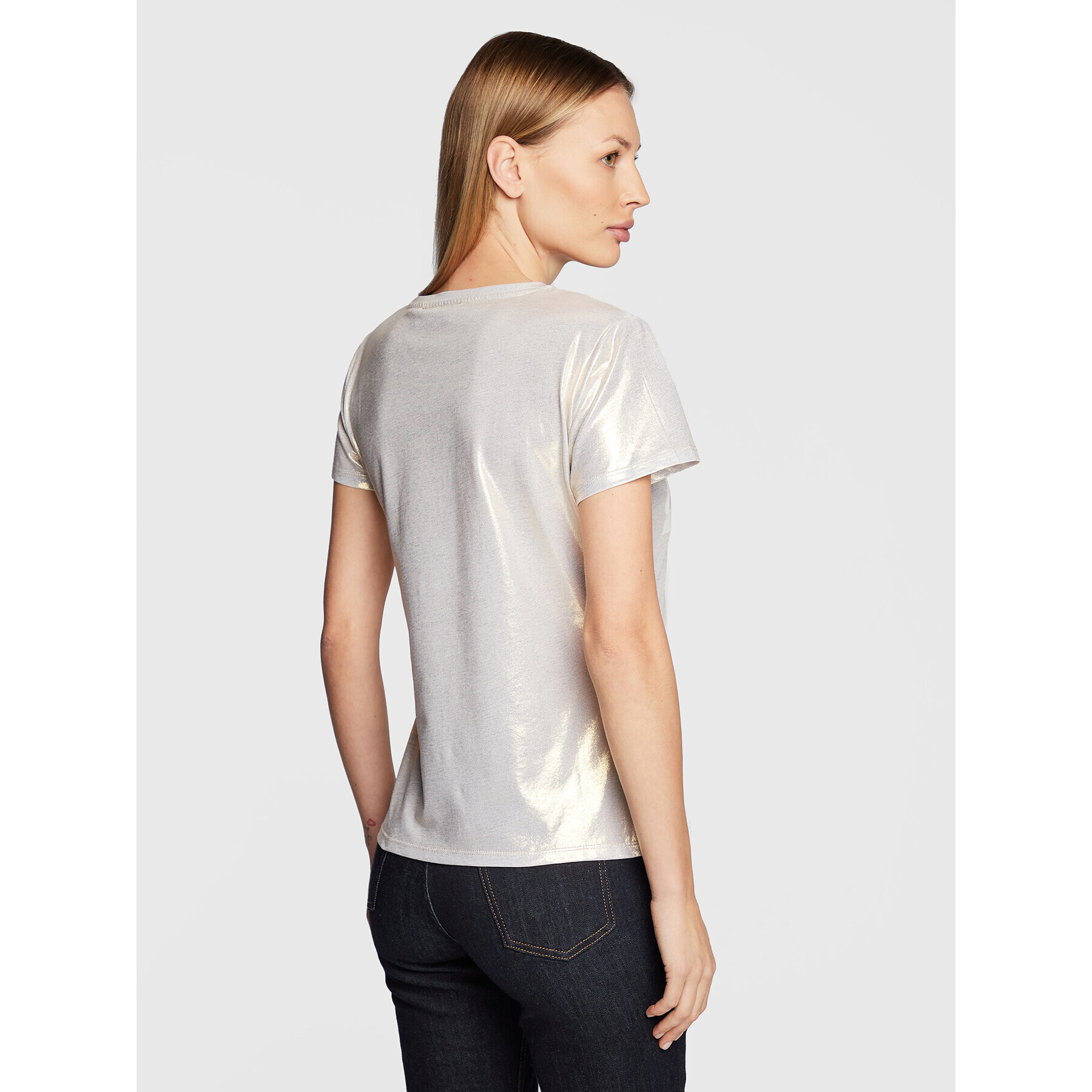 Blugirl Blumarine T-Shirt RF2213-J6559 Stříbrná Regular Fit - Pepit.cz