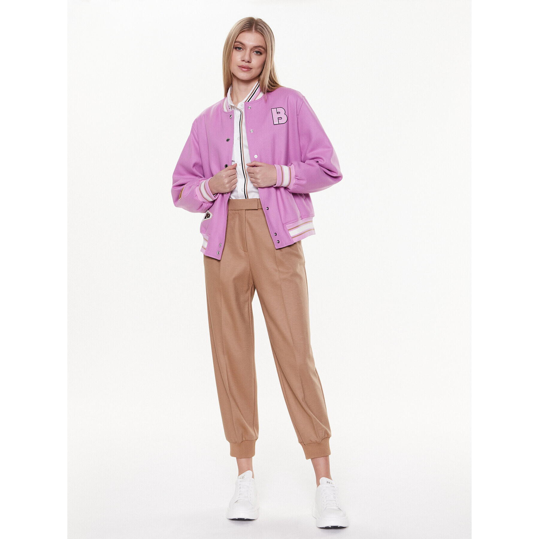 Boss Bunda bomber 50483272 Růžová Relaxed Fit - Pepit.cz