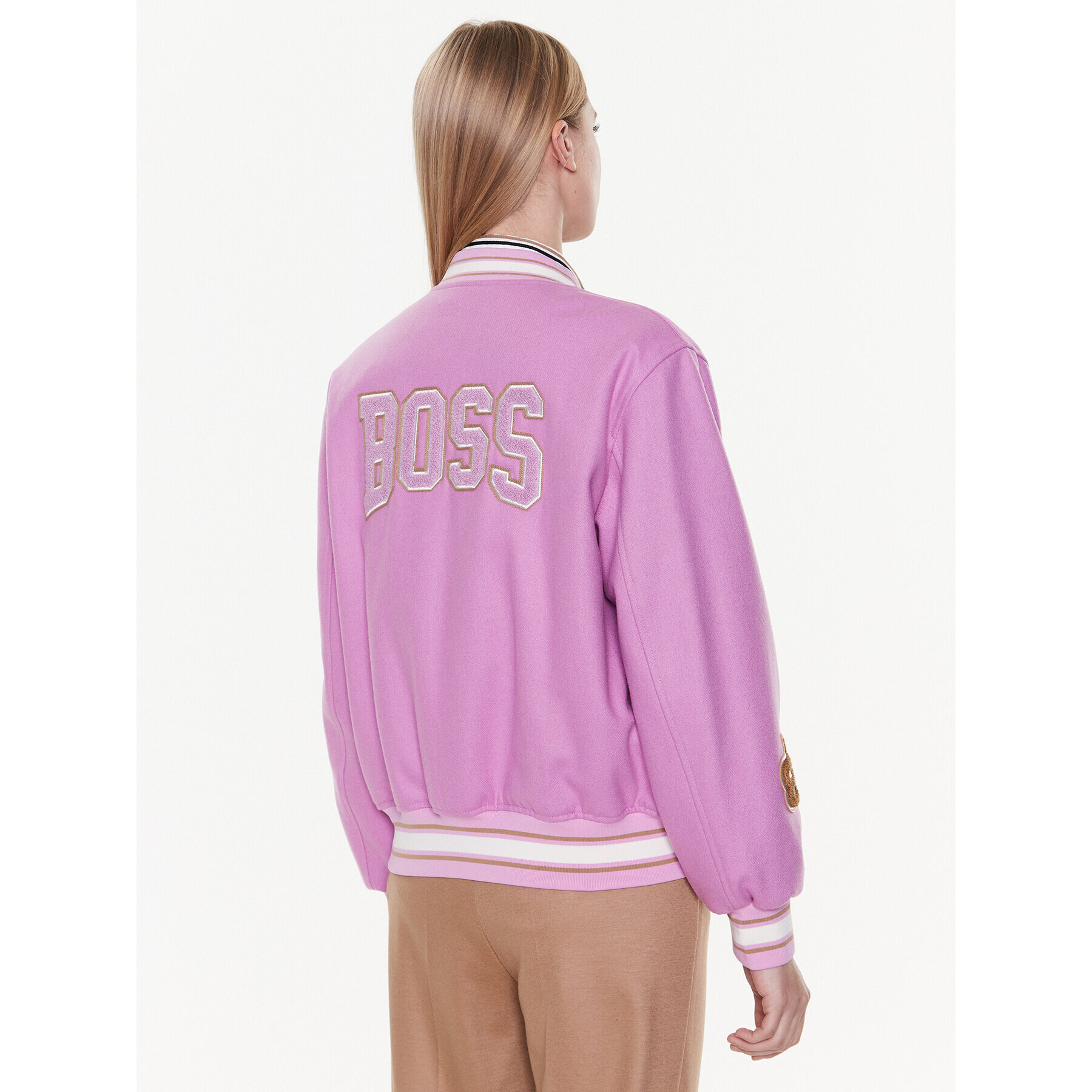 Boss Bunda bomber 50483272 Růžová Relaxed Fit - Pepit.cz