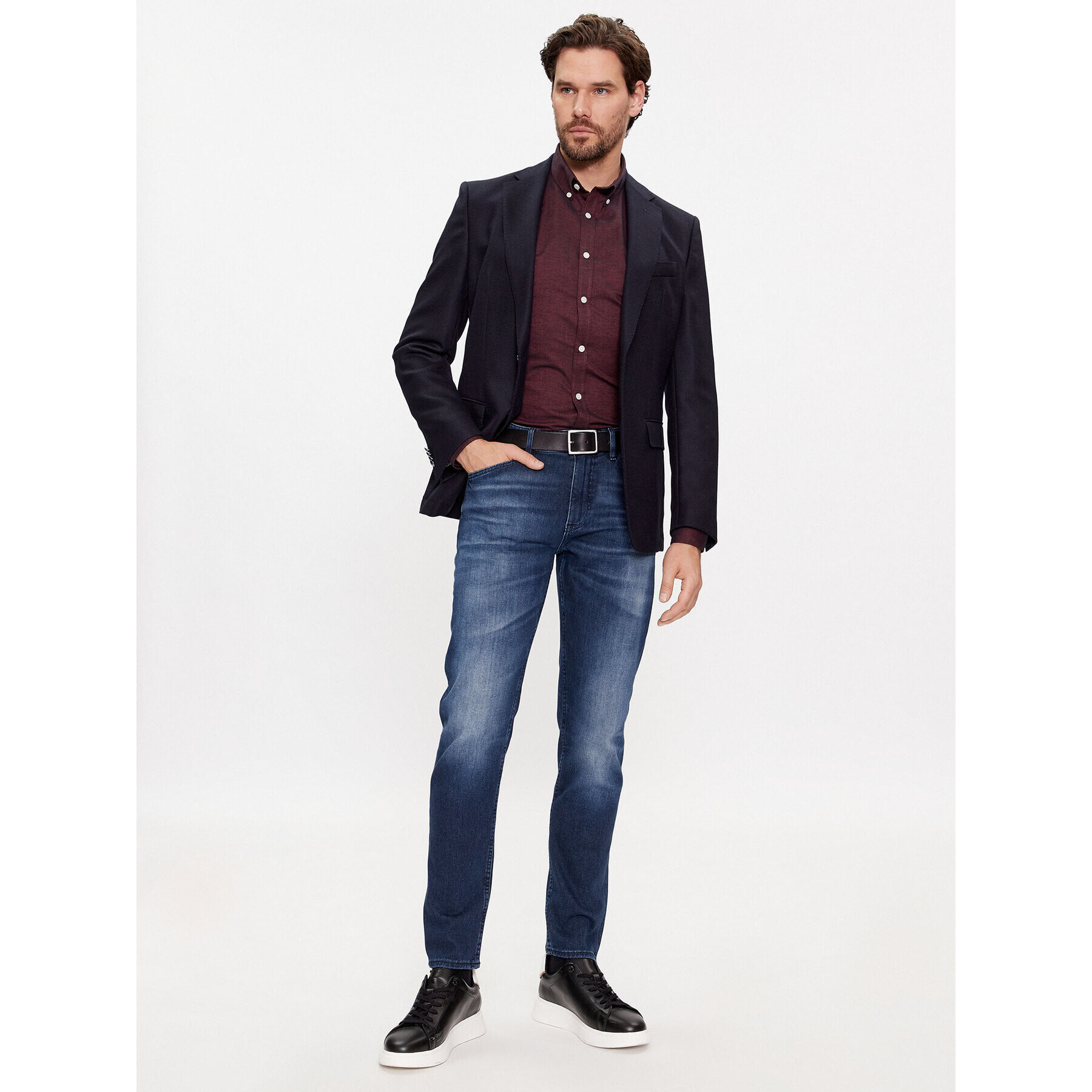 Boss Jeansy Taber 50501066 Tmavomodrá Tapered Fit - Pepit.cz