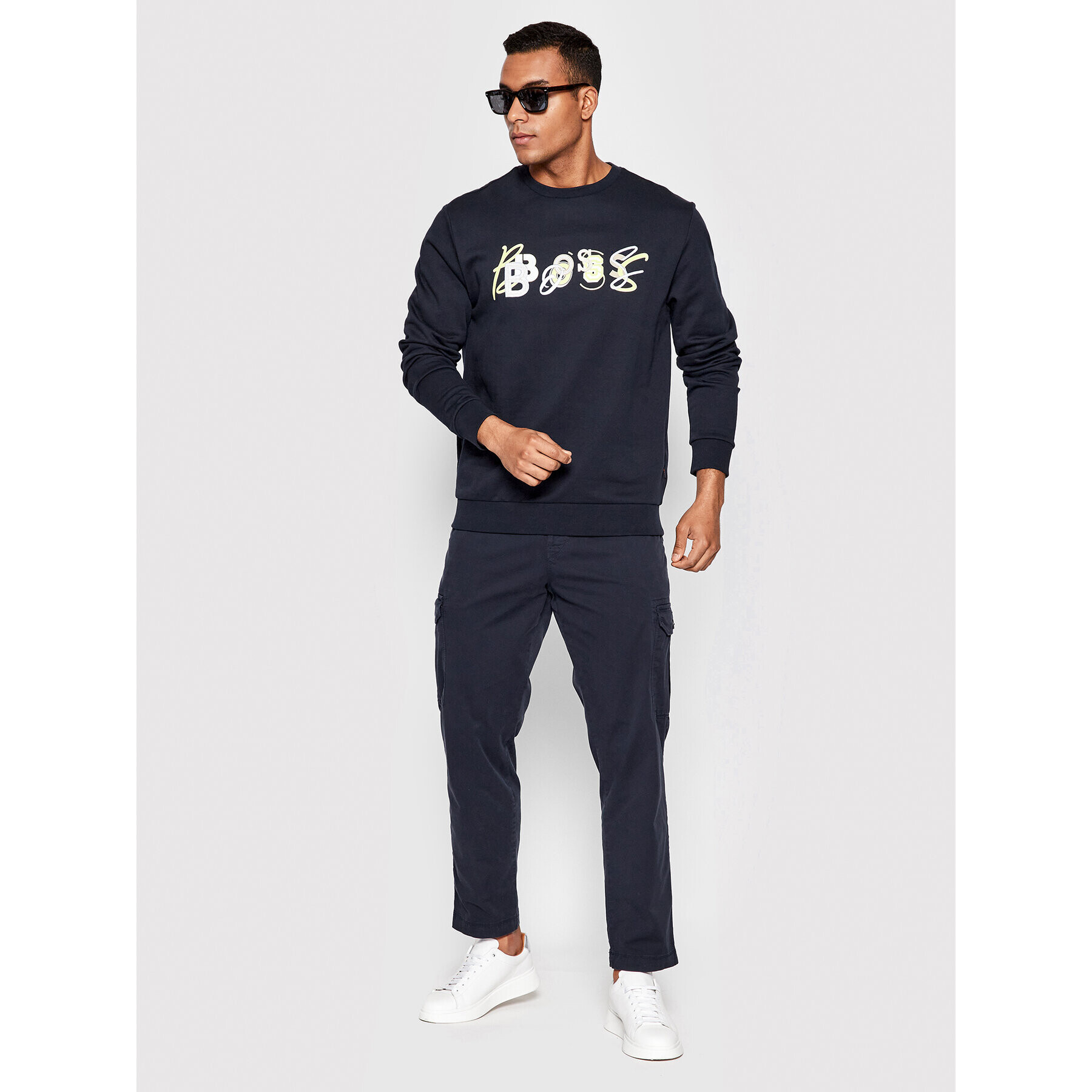 Boss Kalhoty z materiálu Taber-Cargo-C 50474248 Tmavomodrá Tapered Fit - Pepit.cz