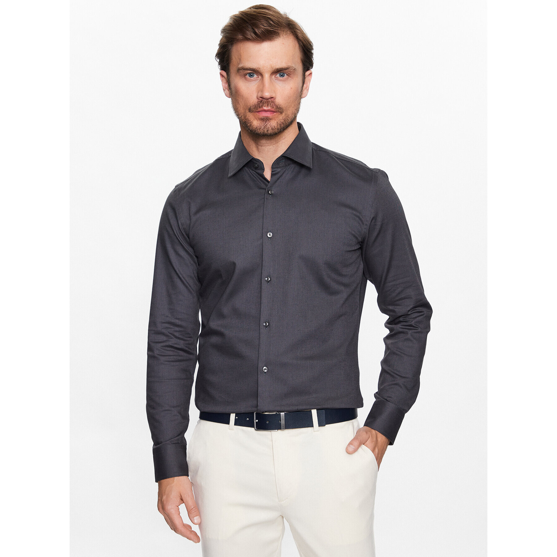 Boss Košile 50470583 Šedá Slim Fit - Pepit.cz