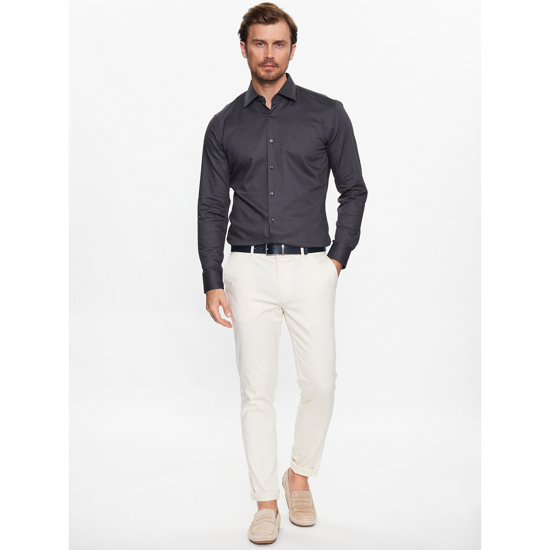 Boss Košile 50470583 Šedá Slim Fit - Pepit.cz