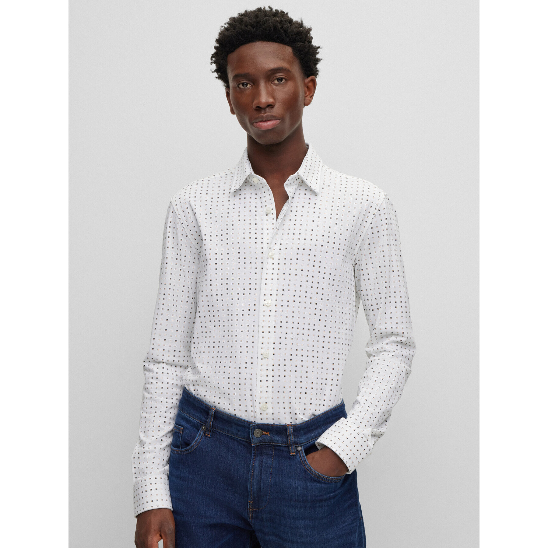 Boss Košile 50488342 Bílá Slim Fit - Pepit.cz