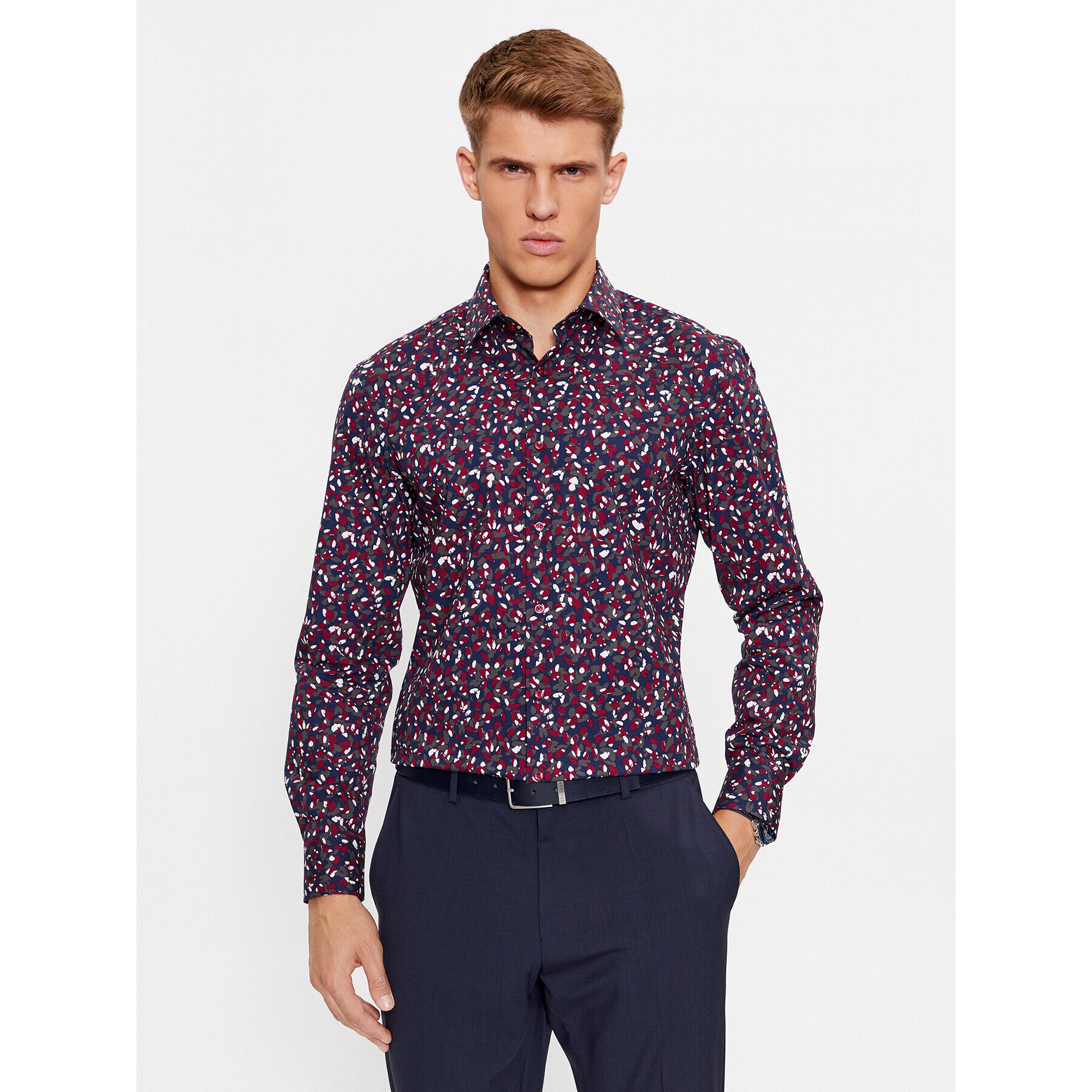 Boss Košile H-Hank-Kent-C1-214 50502661 Bordó Slim Fit - Pepit.cz