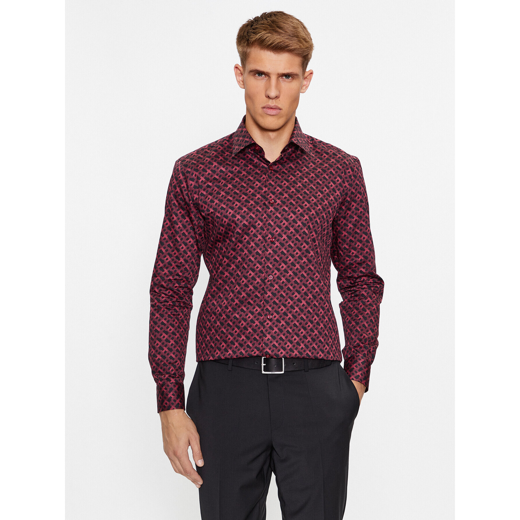 Boss Košile H-Hank-Kent-C1-214 50502888 Bordó Slim Fit - Pepit.cz