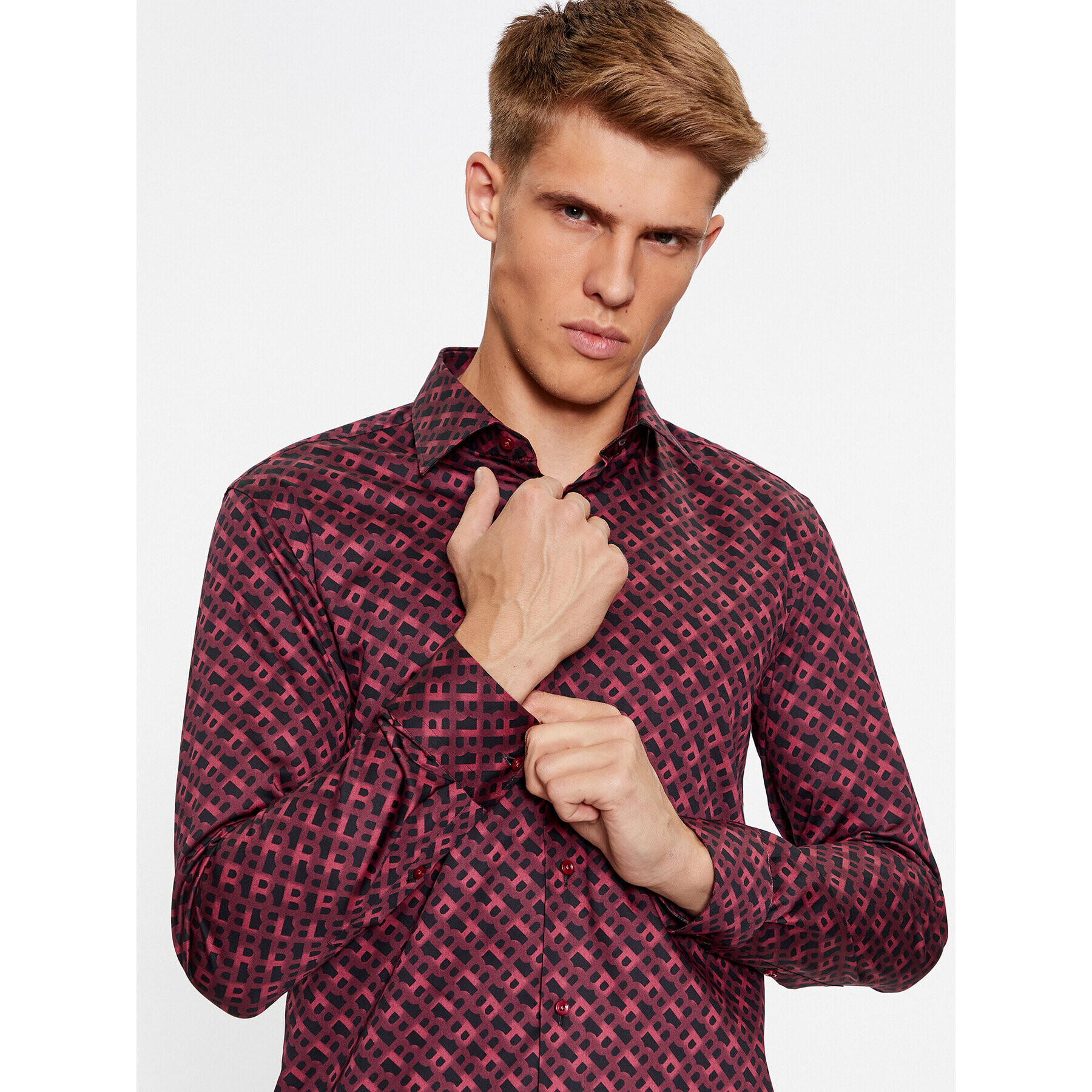 Boss Košile H-Hank-Kent-C1-214 50502888 Bordó Slim Fit - Pepit.cz